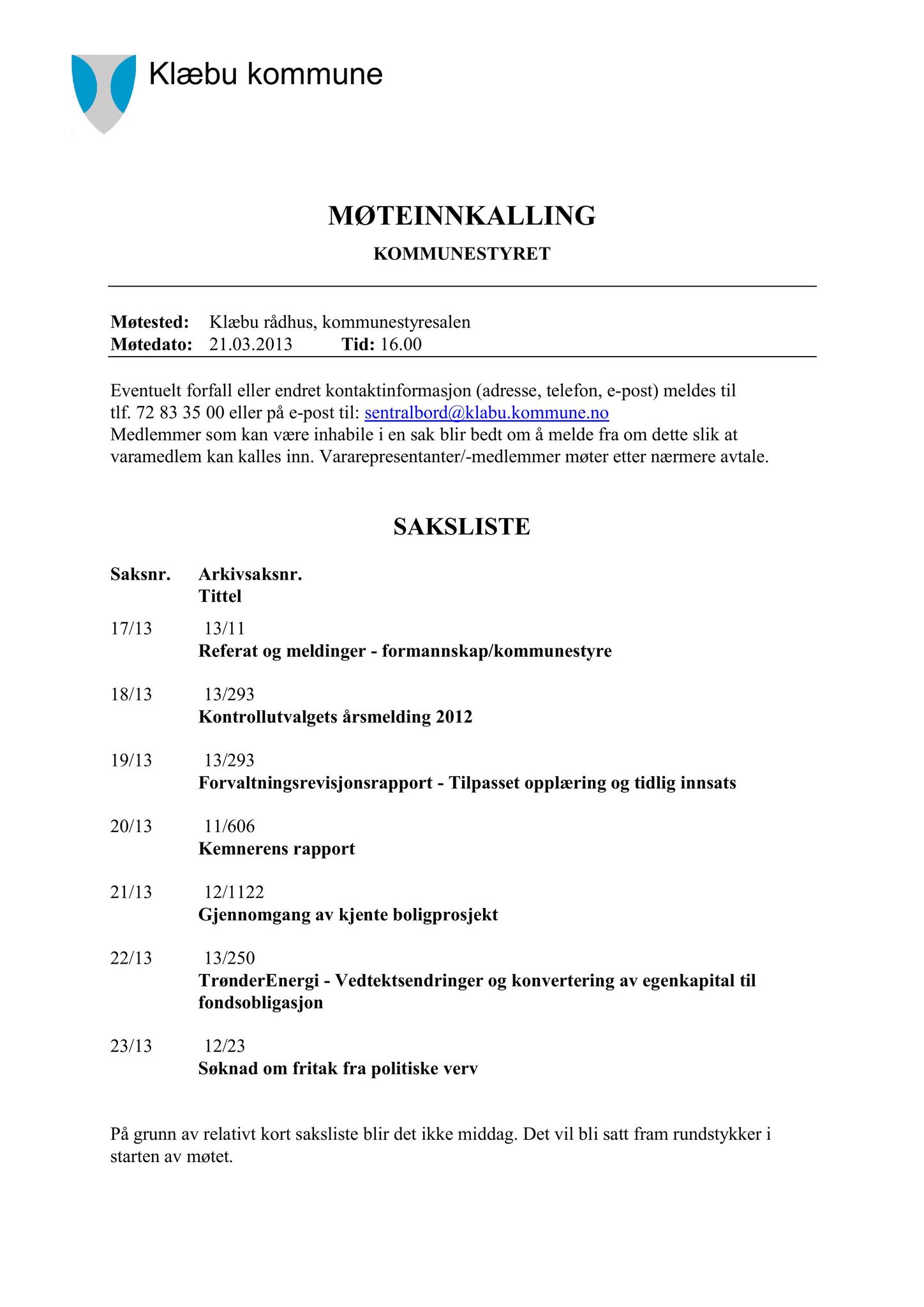 Klæbu Kommune, TRKO/KK/01-KS/L006: Kommunestyret - Møtedokumenter, 2013, s. 374