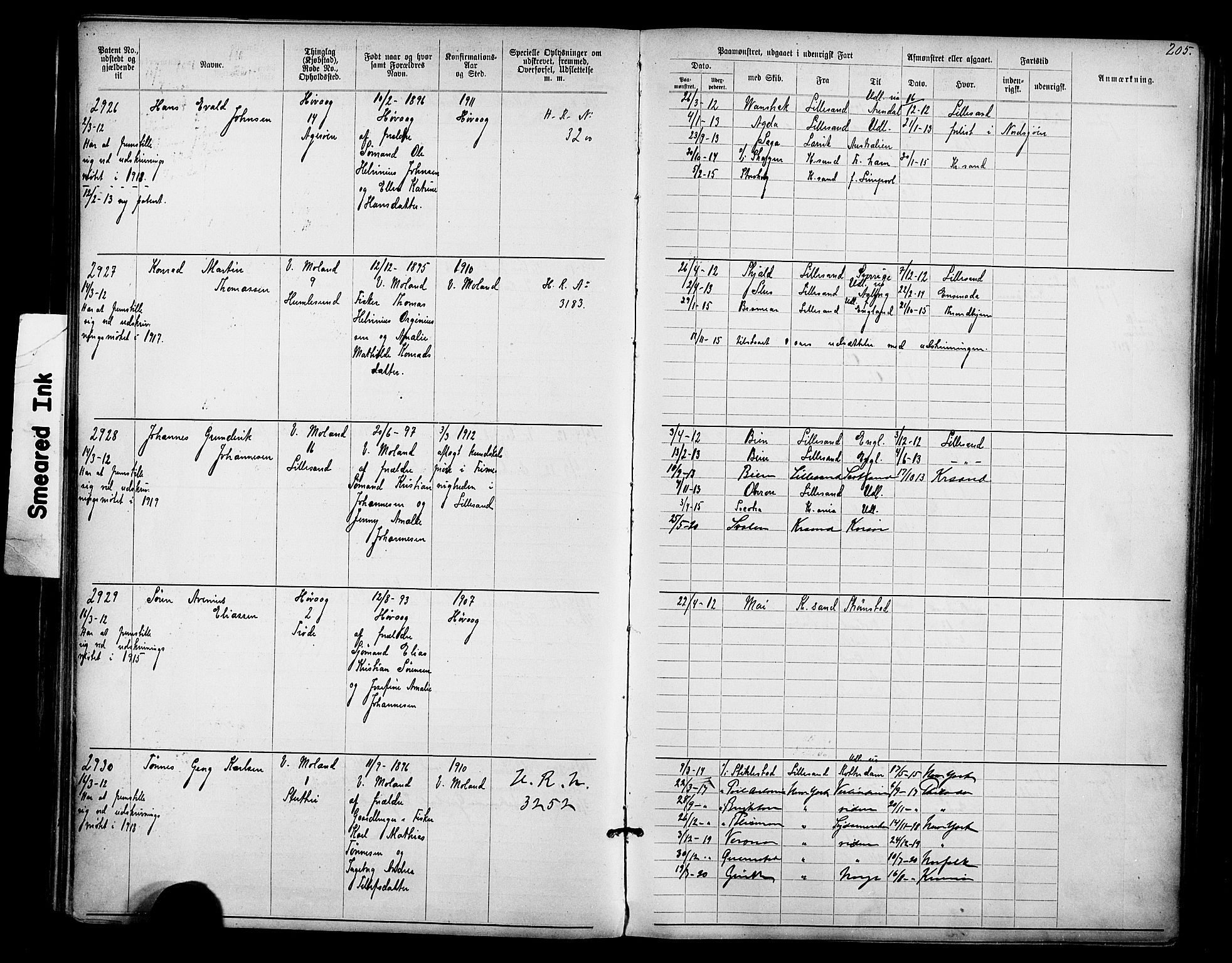 Lillesand mønstringskrets, AV/SAK-2031-0014/F/Fa/L0003: Annotasjonsrulle nr 1911-3489 med register, W-9, 1891-1932, s. 236