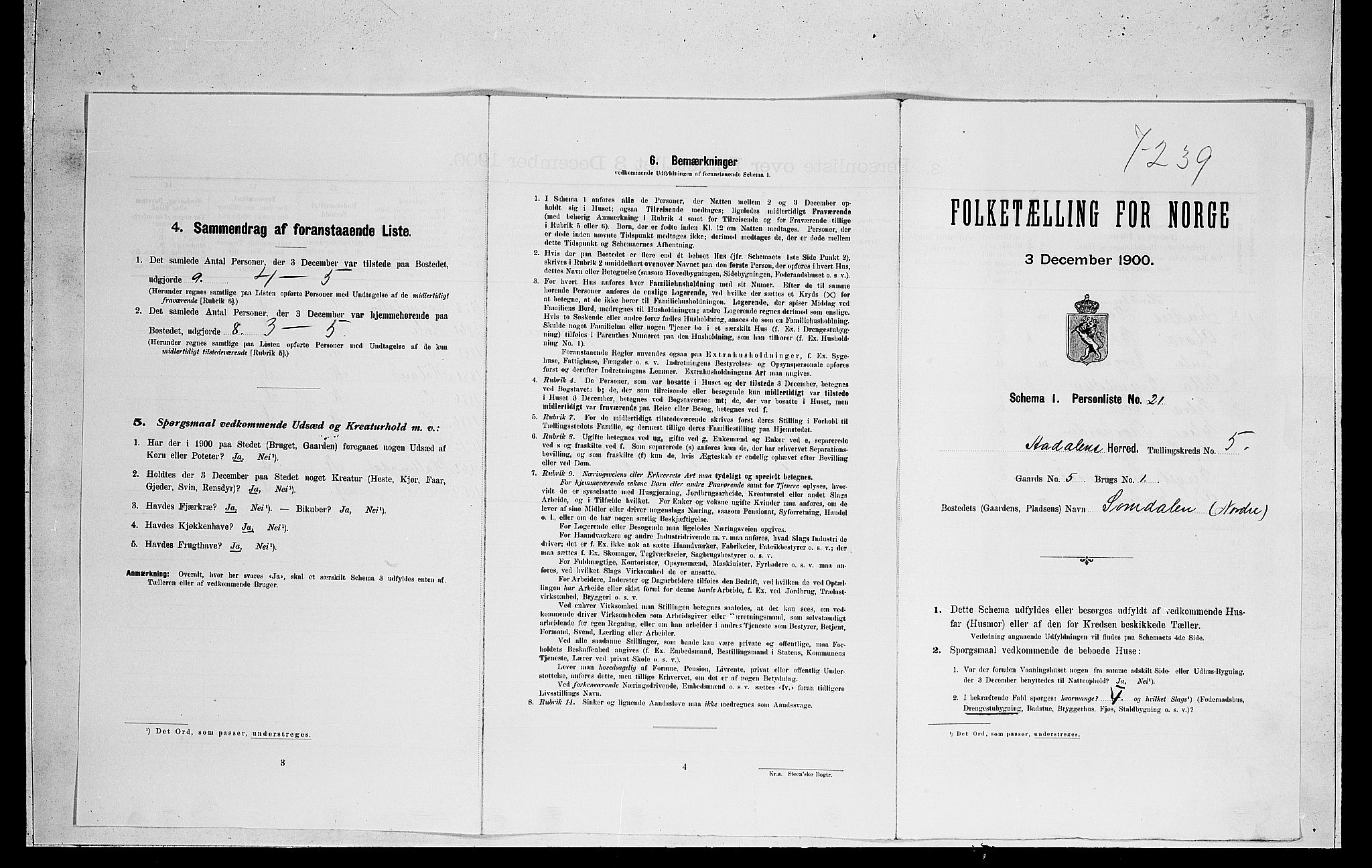 RA, Folketelling 1900 for 0614 Ådal herred, 1900, s. 379