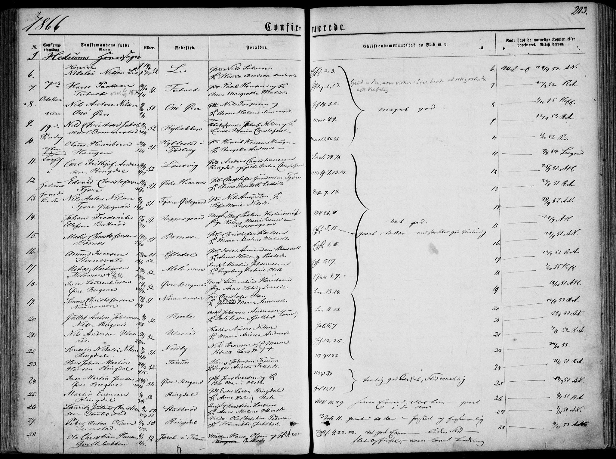 Hedrum kirkebøker, AV/SAKO-A-344/F/Fa/L0007: Ministerialbok nr. I 7, 1857-1868, s. 213