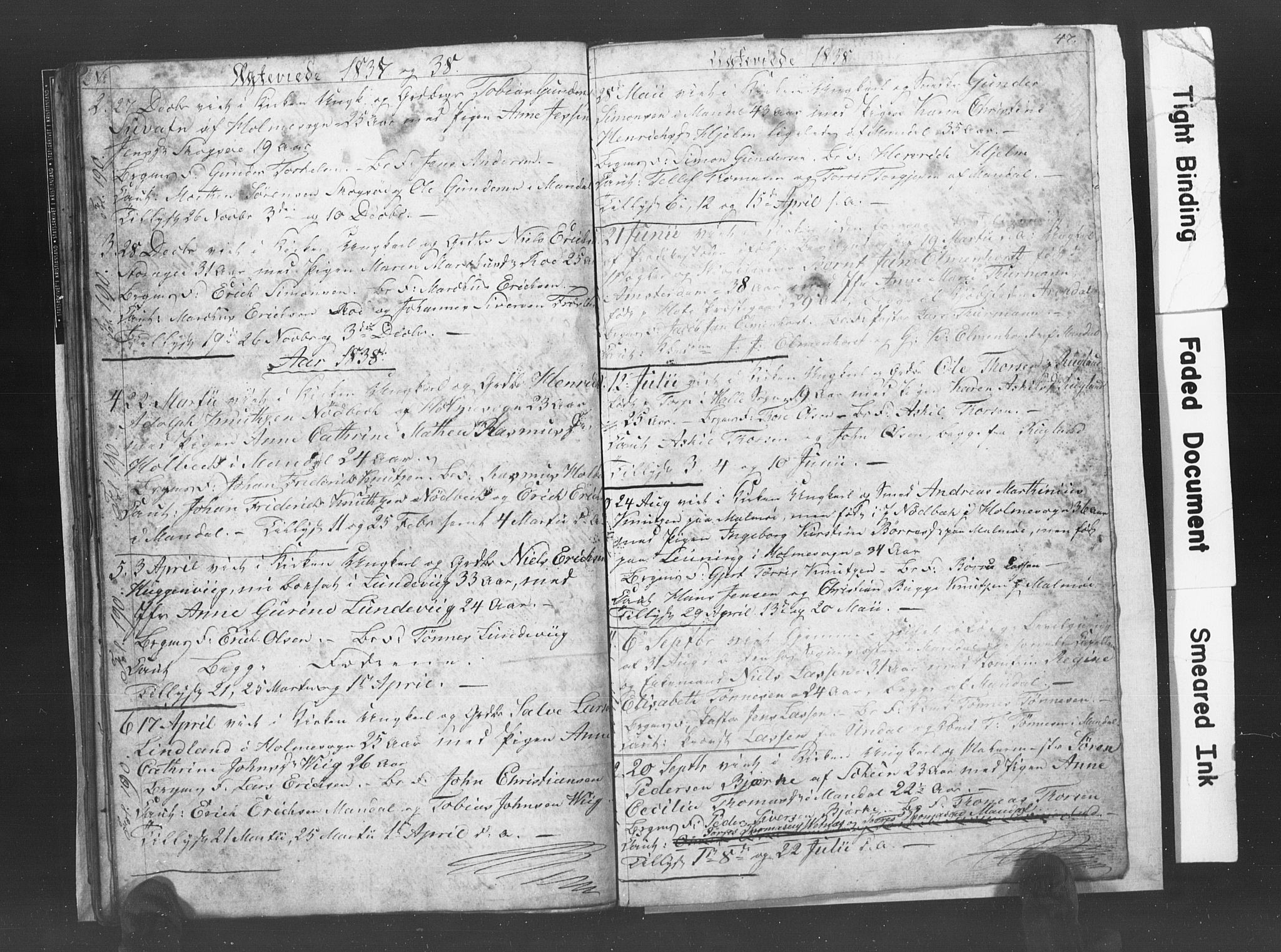 Mandal sokneprestkontor, AV/SAK-1111-0030/F/Fb/Fba/L0003: Klokkerbok nr. B 1C, 1834-1838, s. 47