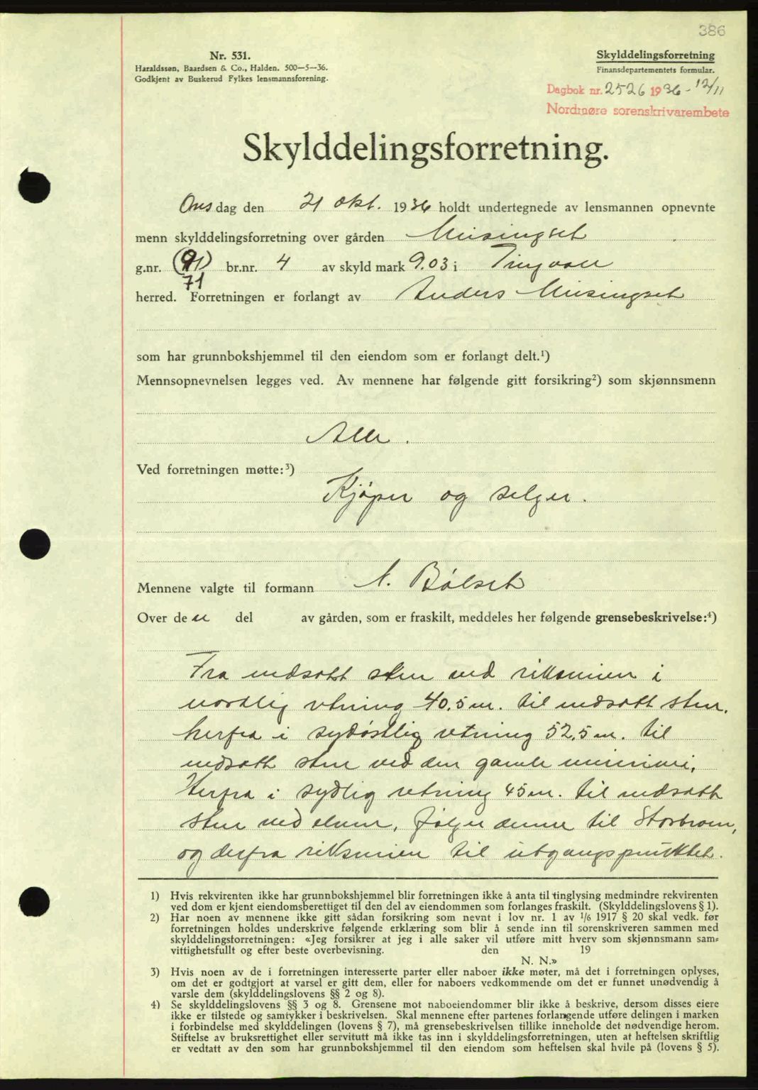 Nordmøre sorenskriveri, SAT/A-4132/1/2/2Ca: Pantebok nr. A80, 1936-1937, Dagboknr: 2526/1936