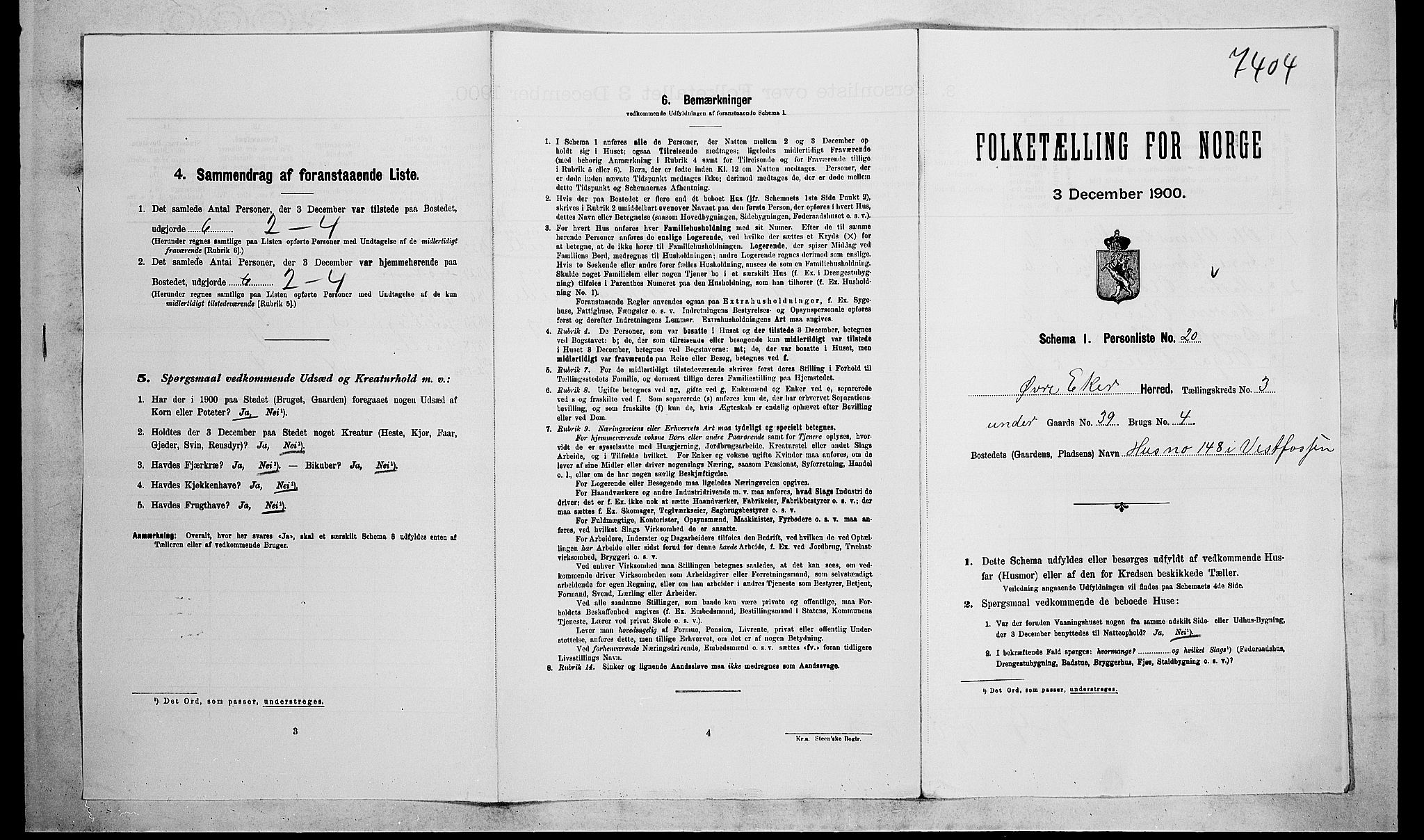 RA, Folketelling 1900 for 0624 Øvre Eiker herred, 1900, s. 525