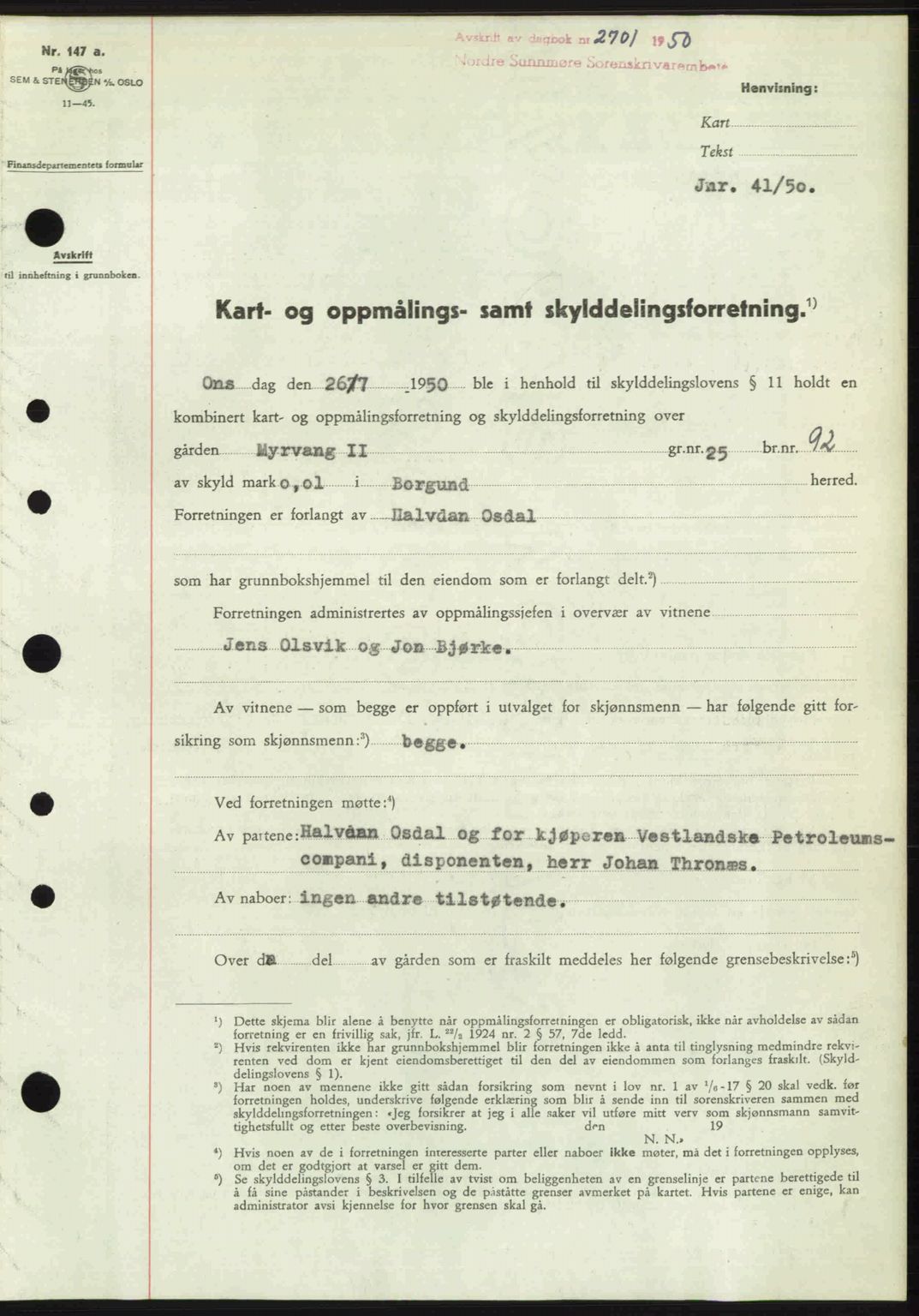 Nordre Sunnmøre sorenskriveri, SAT/A-0006/1/2/2C/2Ca: Pantebok nr. A36, 1950-1950, Dagboknr: 2701/1950