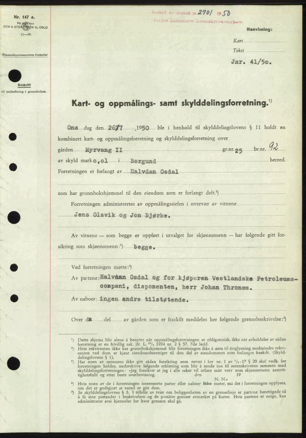 Nordre Sunnmøre sorenskriveri, AV/SAT-A-0006/1/2/2C/2Ca: Pantebok nr. A36, 1950-1950, Dagboknr: 2701/1950