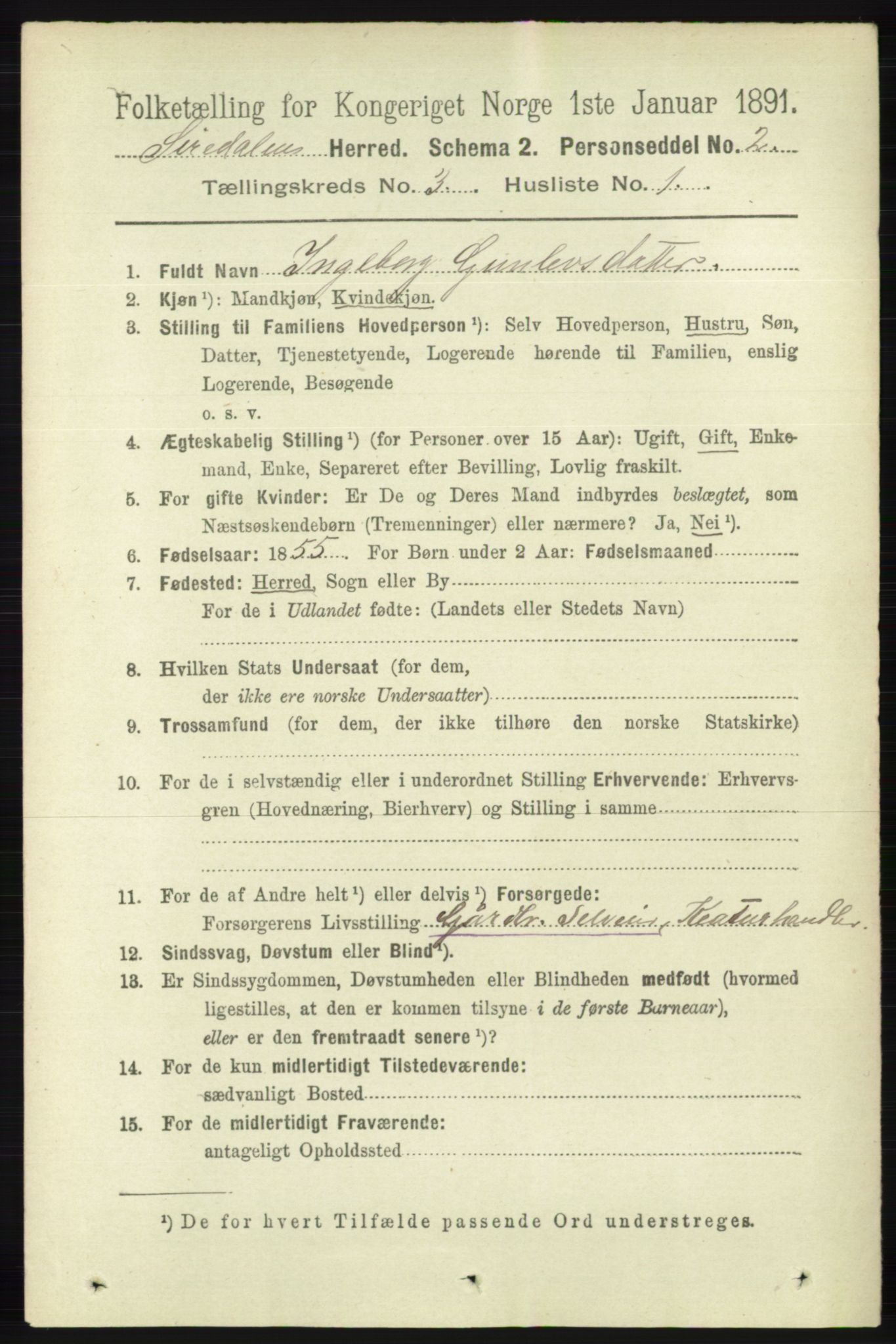 RA, Folketelling 1891 for 1046 Sirdal herred, 1891, s. 661