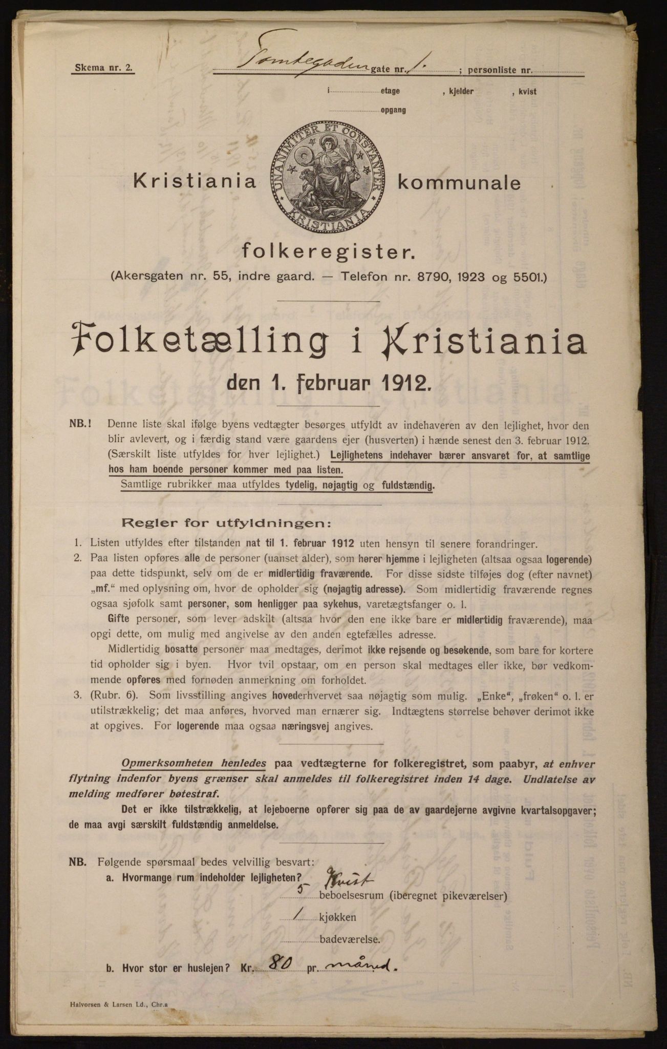 OBA, Kommunal folketelling 1.2.1912 for Kristiania, 1912, s. 113408