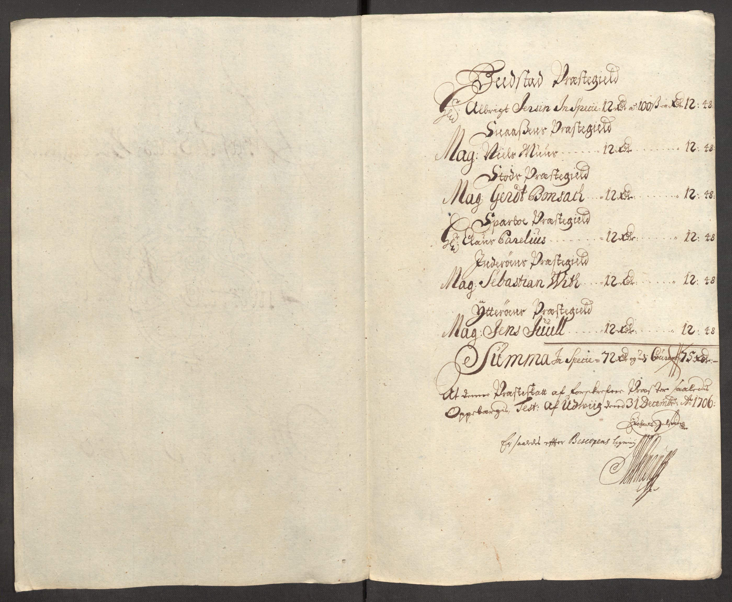 Rentekammeret inntil 1814, Reviderte regnskaper, Fogderegnskap, RA/EA-4092/R63/L4315: Fogderegnskap Inderøy, 1706-1707, s. 149