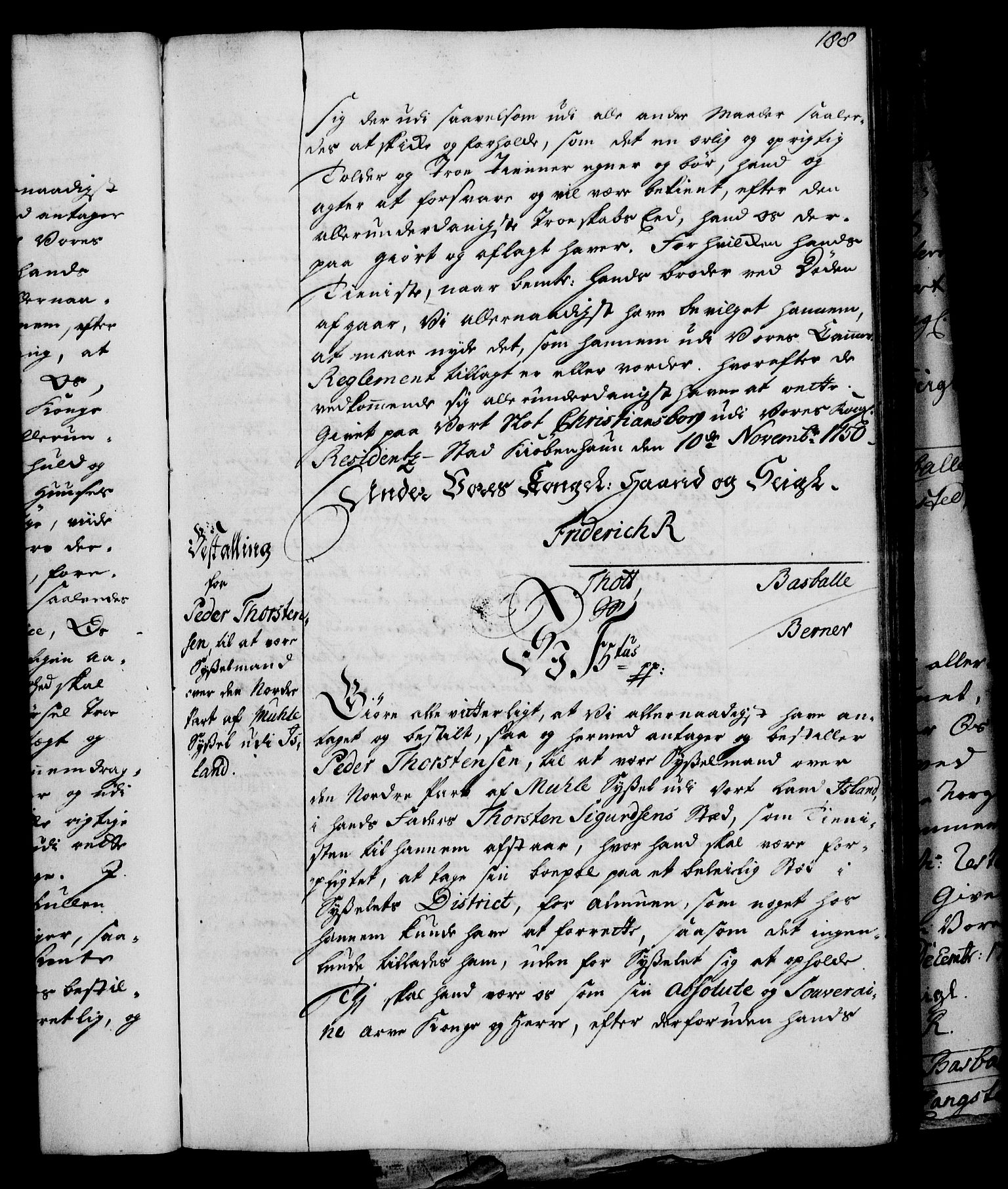 Rentekammeret, Kammerkanselliet, RA/EA-3111/G/Gg/Gge/L0003: Norsk bestallingsprotokoll med register (merket RK 53.27), 1745-1761, s. 188