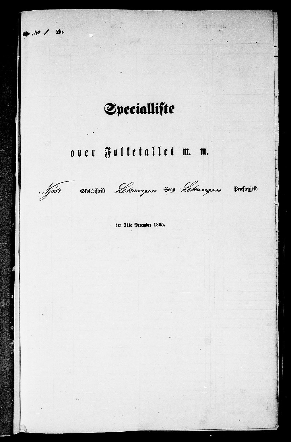 RA, Folketelling 1865 for 1419P Leikanger prestegjeld, 1865, s. 9