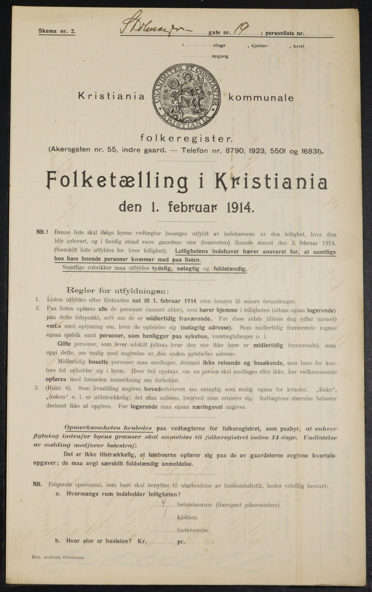 OBA, Kommunal folketelling 1.2.1914 for Kristiania, 1914, s. 103508