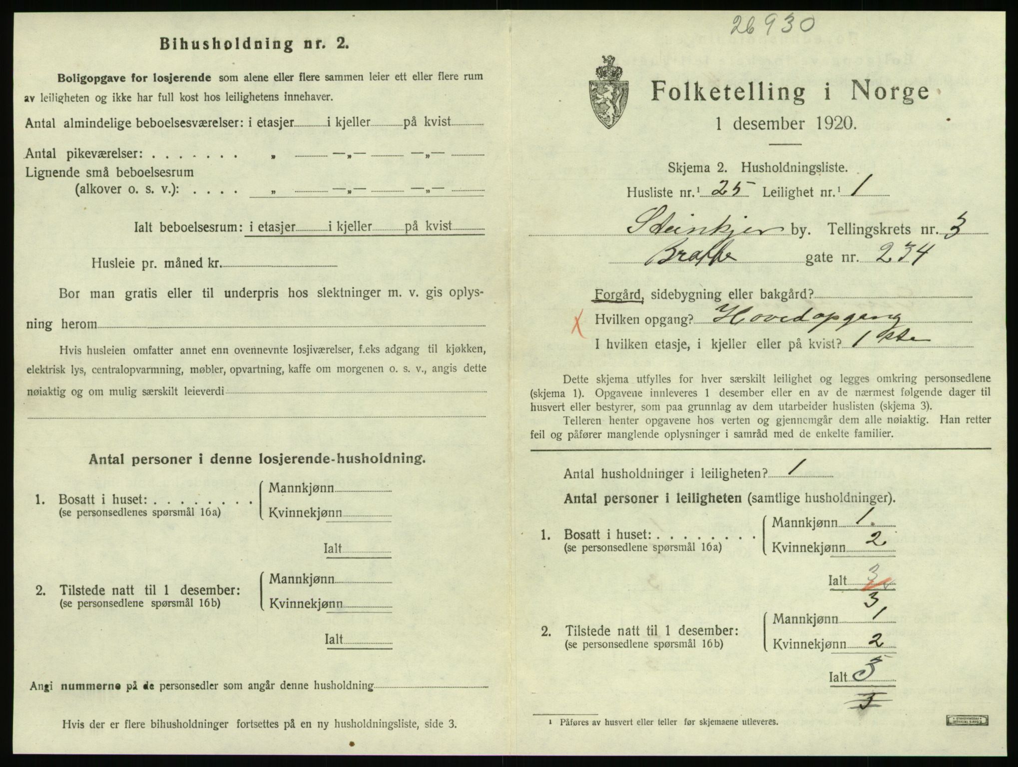 SAT, Folketelling 1920 for 1702 Steinkjer ladested, 1920, s. 1974