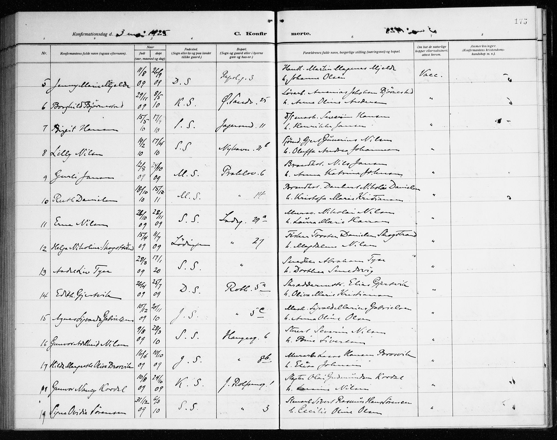 Sandviken Sokneprestembete, AV/SAB-A-77601/H/Ha/L0012: Ministerialbok nr. C 3, 1918-1926, s. 175