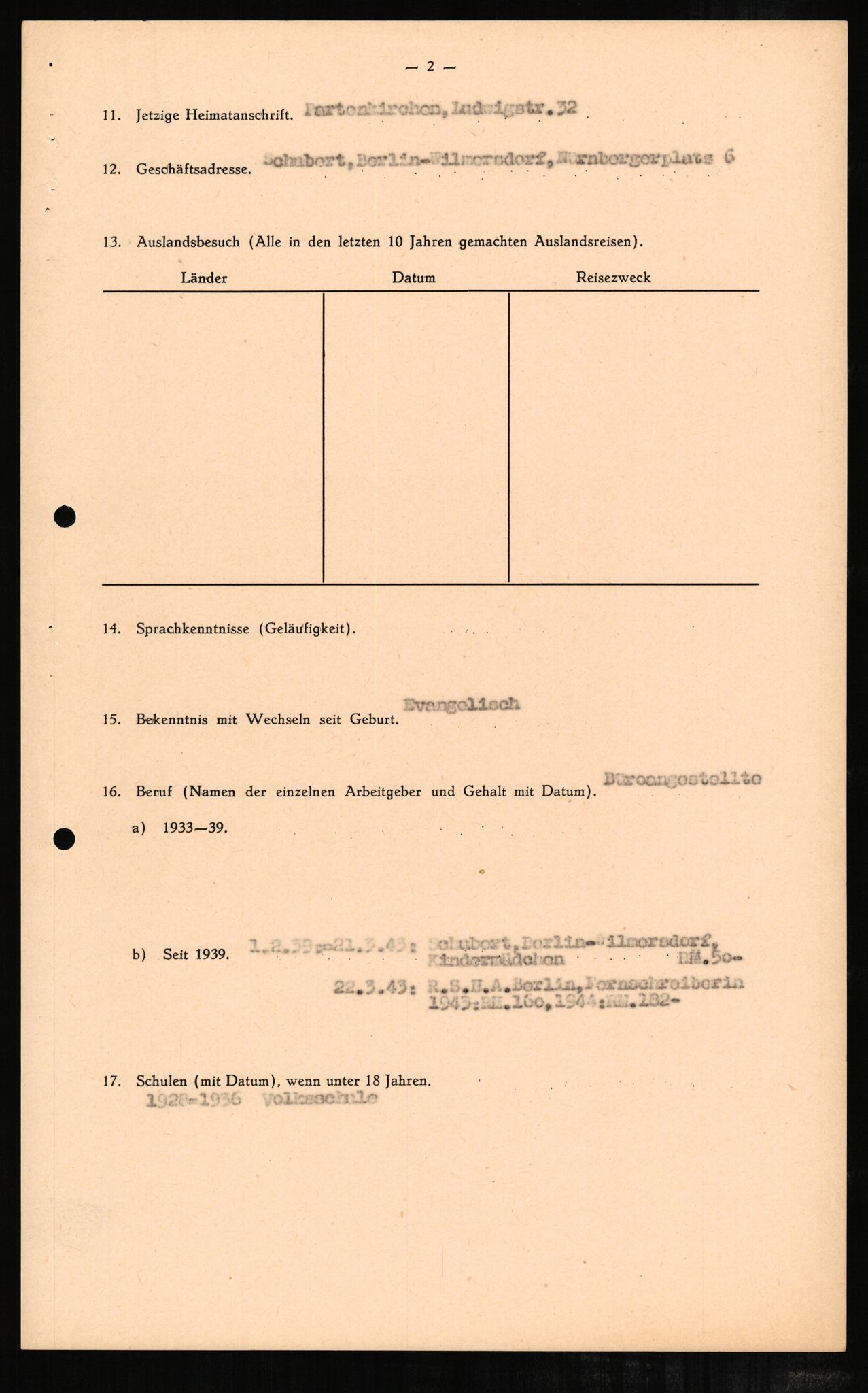 Forsvaret, Forsvarets overkommando II, RA/RAFA-3915/D/Db/L0002: CI Questionaires. Tyske okkupasjonsstyrker i Norge. Tyskere., 1945-1946, s. 80
