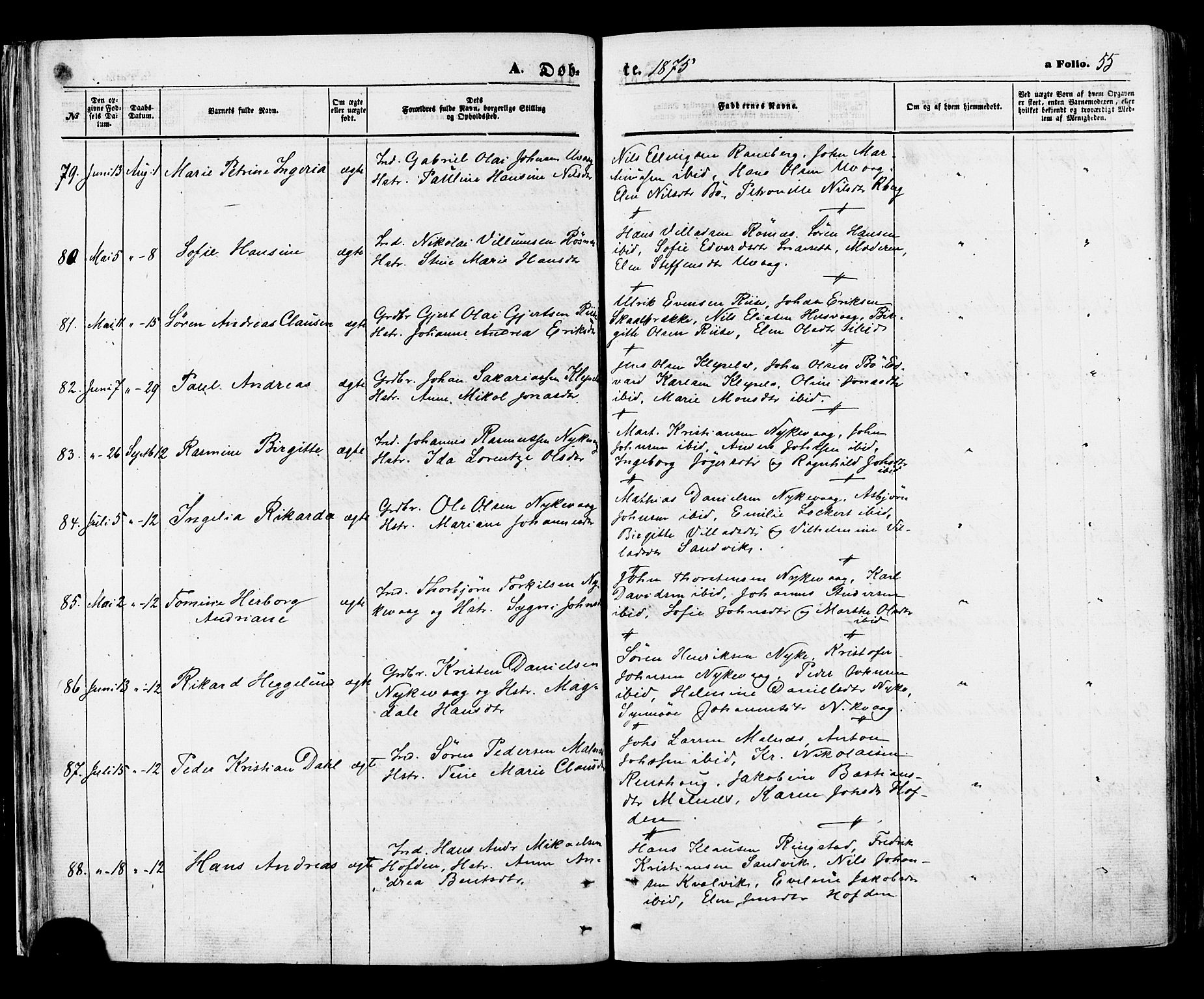 Ministerialprotokoller, klokkerbøker og fødselsregistre - Nordland, AV/SAT-A-1459/891/L1301: Ministerialbok nr. 891A06, 1870-1878, s. 55