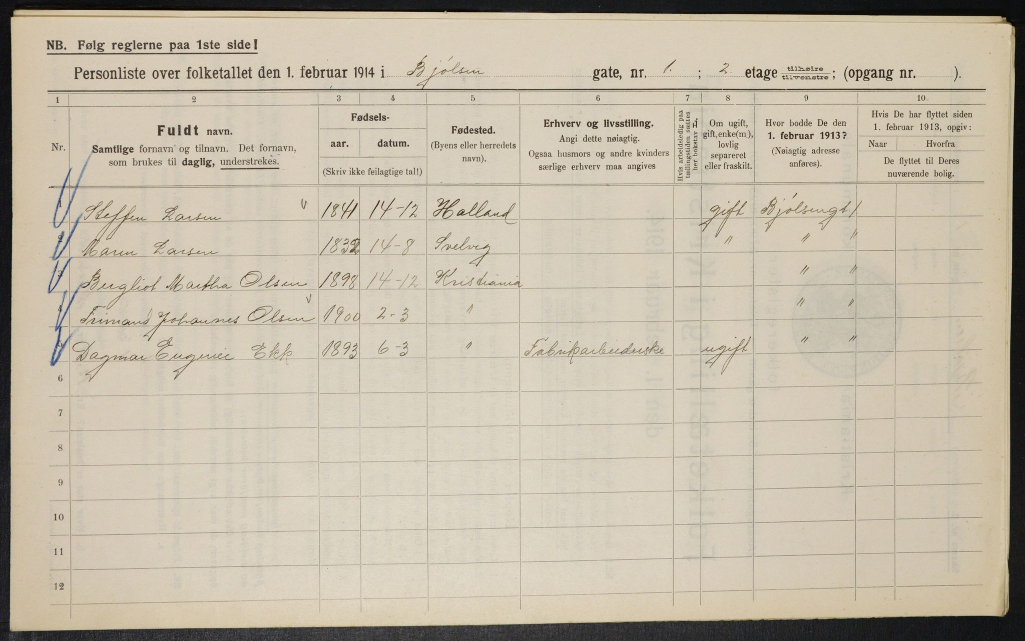 OBA, Kommunal folketelling 1.2.1914 for Kristiania, 1914, s. 6427