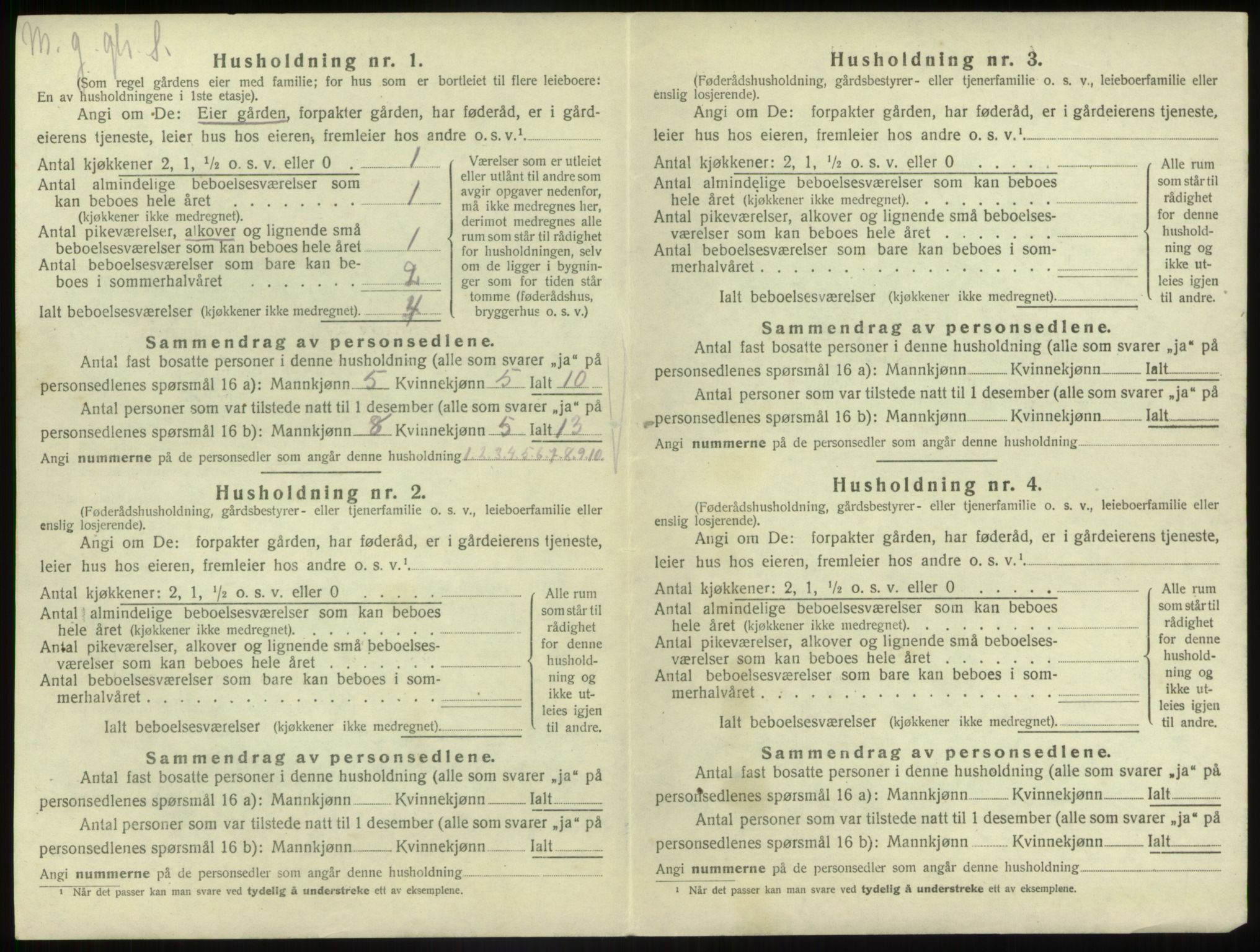 SAB, Folketelling 1920 for 1430 Gaular herred, 1920, s. 254