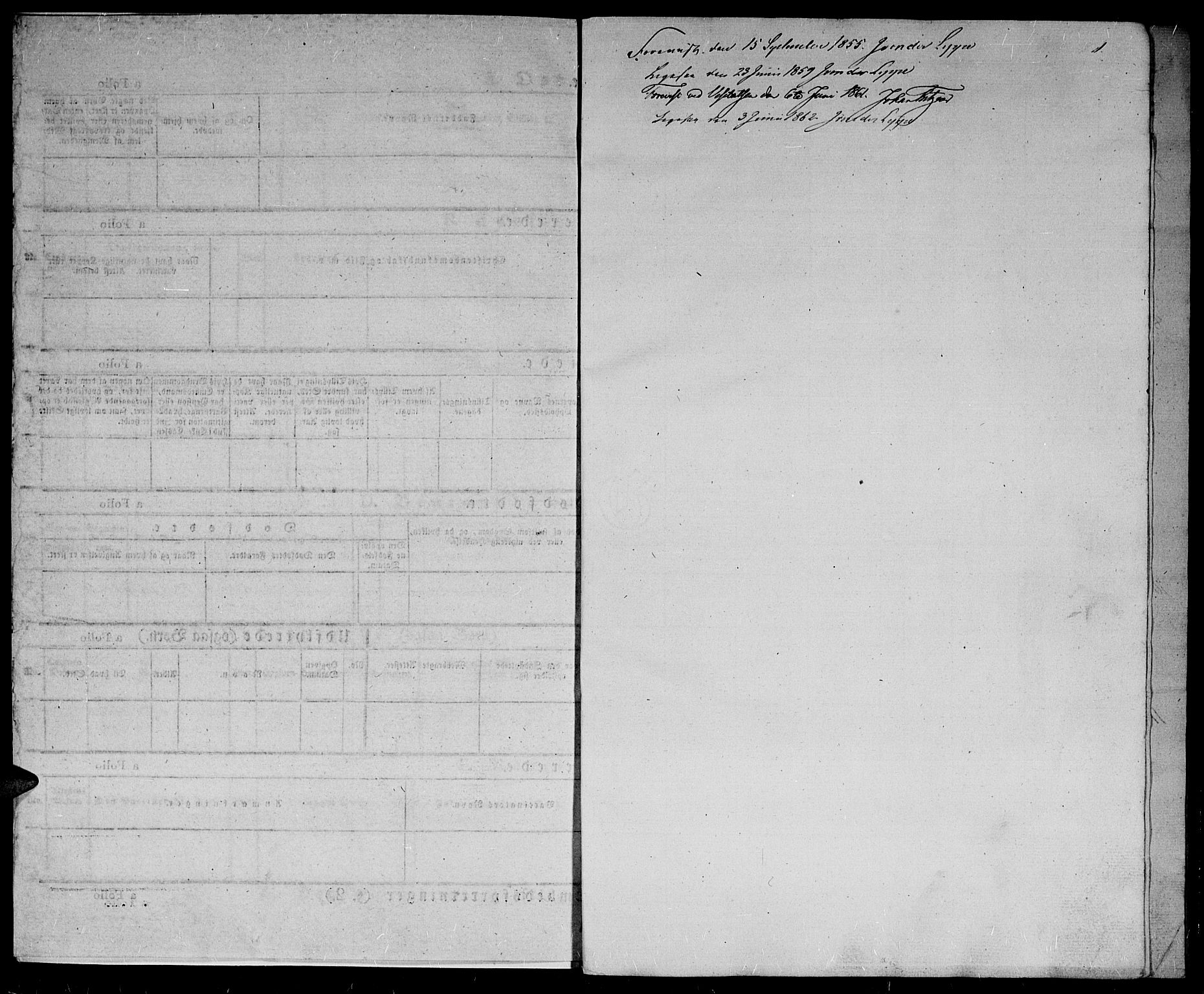 Herad sokneprestkontor, AV/SAK-1111-0018/F/Fb/Fba/L0002: Klokkerbok nr. B 2, 1852-1862, s. 1