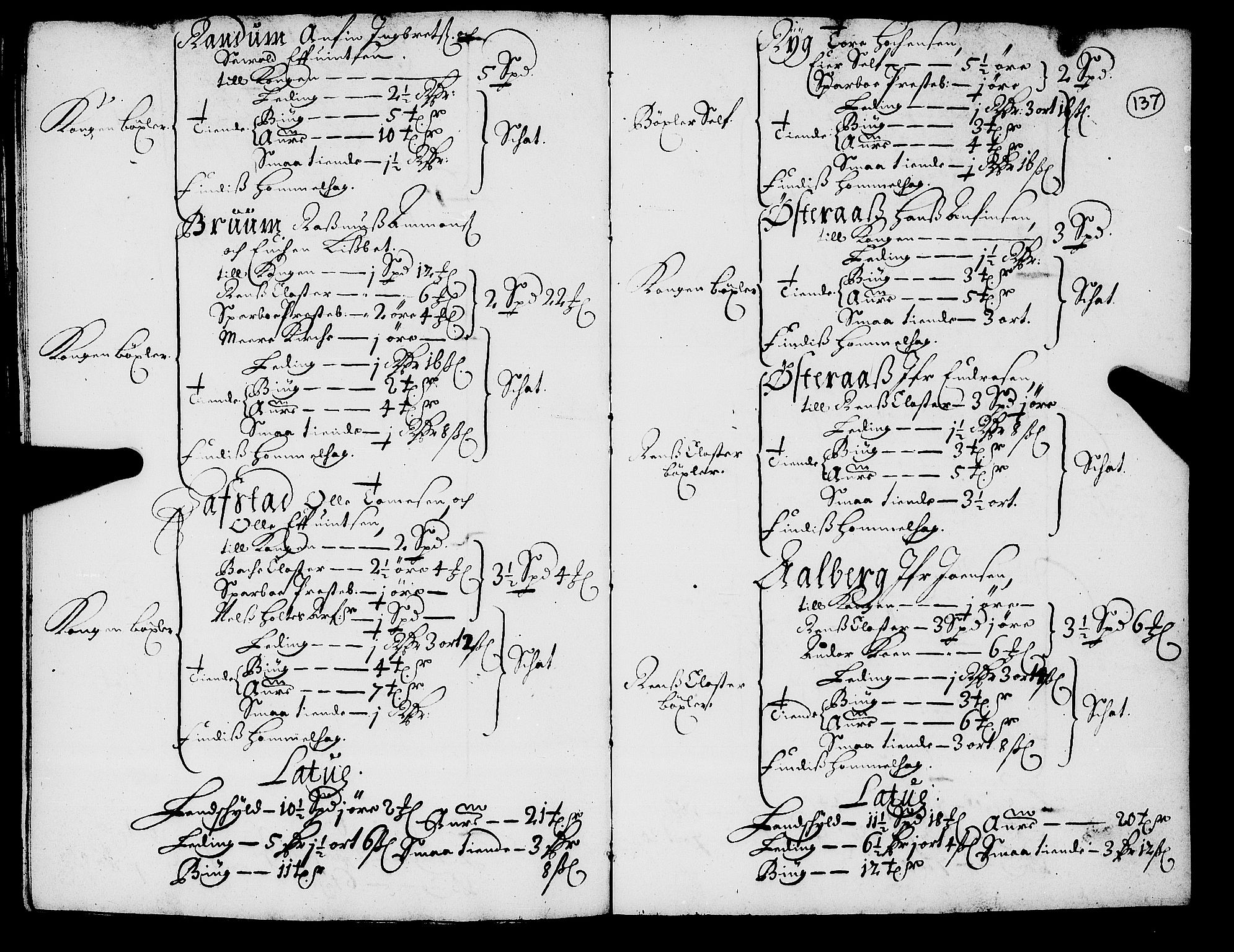 Rentekammeret inntil 1814, Realistisk ordnet avdeling, RA/EA-4070/N/Nb/Nba/L0055: Inderøy len, 1668, s. 136b-137a