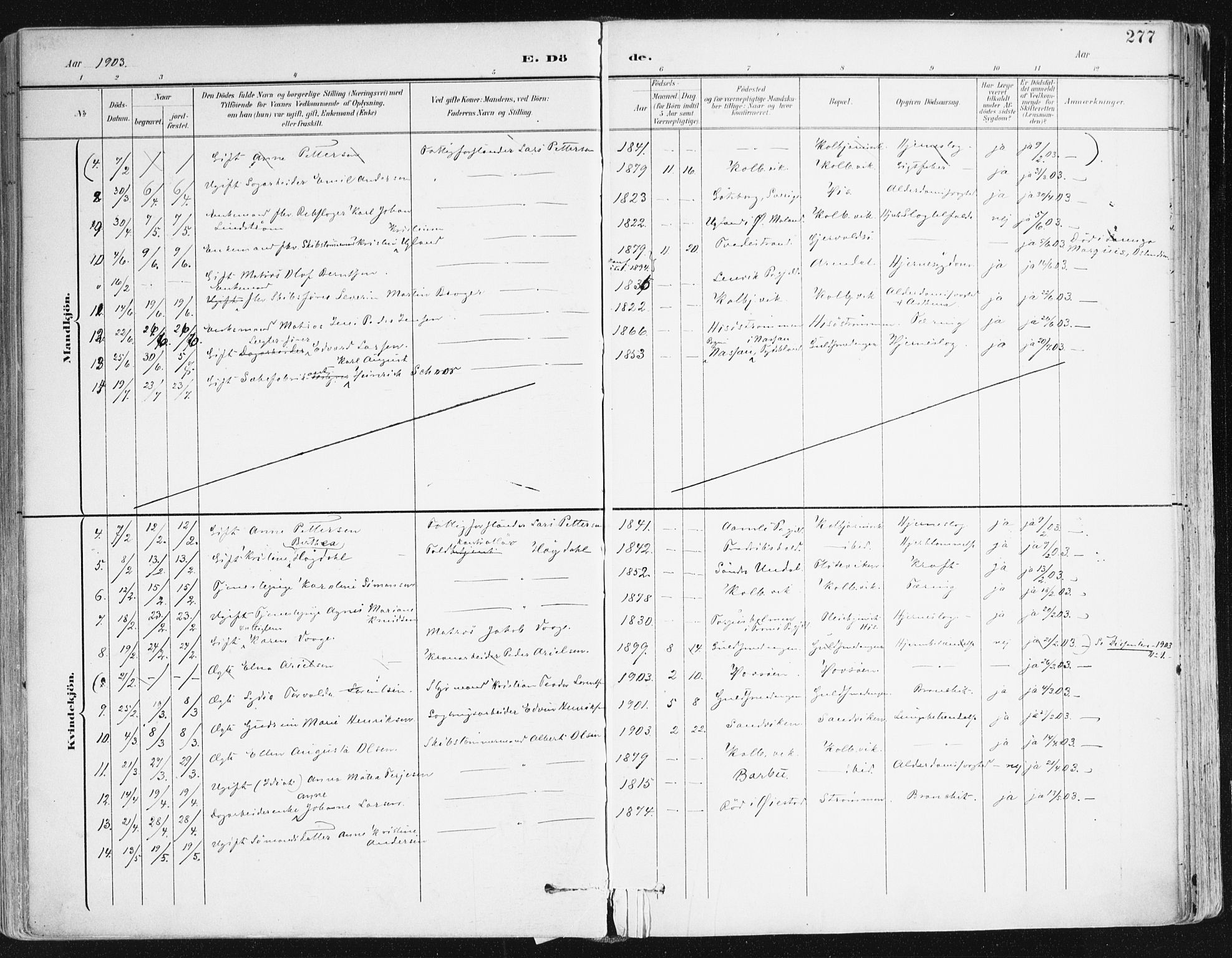 Hisøy sokneprestkontor, SAK/1111-0020/F/Fa/L0004: Ministerialbok nr. A 4, 1895-1917, s. 277