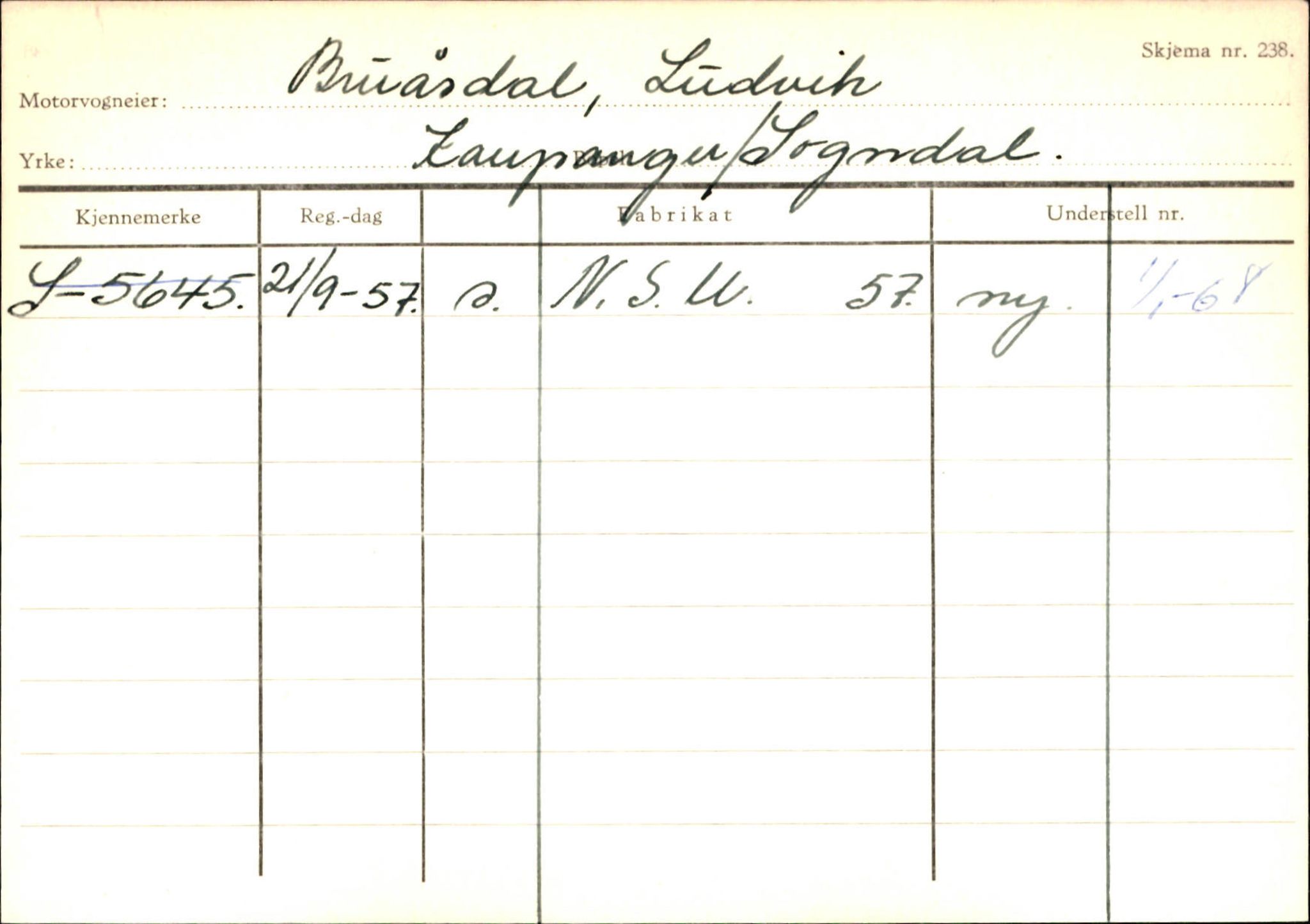 Statens vegvesen, Sogn og Fjordane vegkontor, SAB/A-5301/4/F/L0124: Eigarregister Sogndal A-U, 1945-1975, s. 246