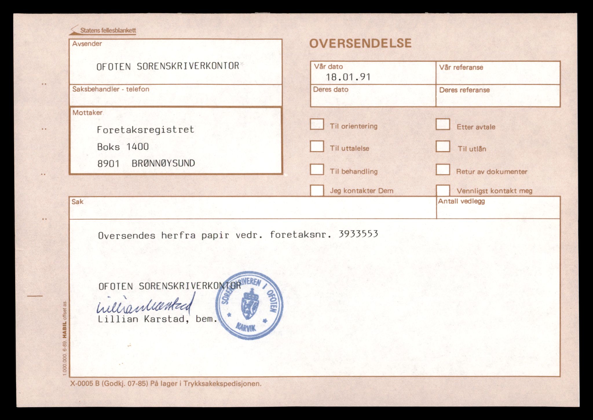 Steigen og Ofoten sorenskriveri, AV/SAT-A-0030/3/J/Jd/Jde/L0011: Bilag, aksjeselskap, O-S, 1944-1990, s. 3