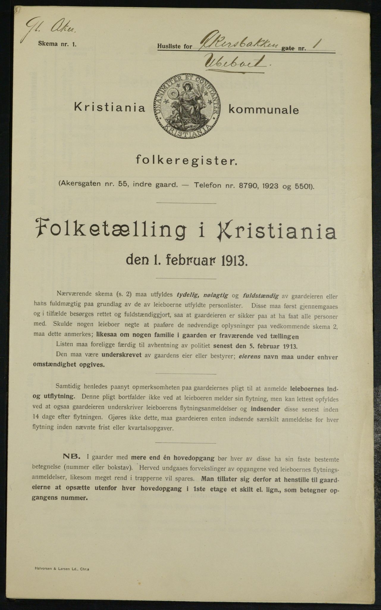 OBA, Kommunal folketelling 1.2.1913 for Kristiania, 1913, s. 25