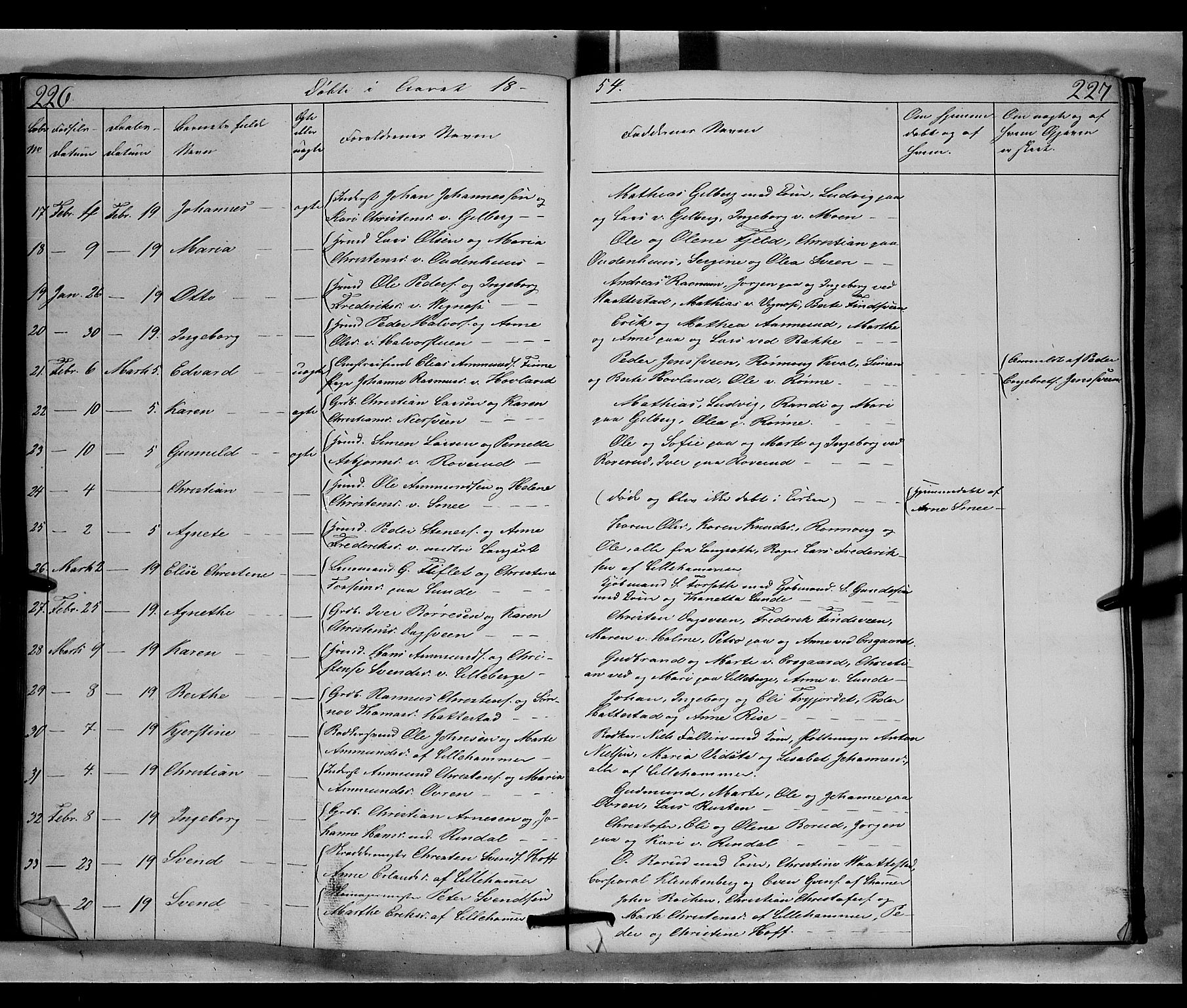 Fåberg prestekontor, AV/SAH-PREST-086/H/Ha/Hab/L0006: Klokkerbok nr. 6, 1837-1855, s. 226-227