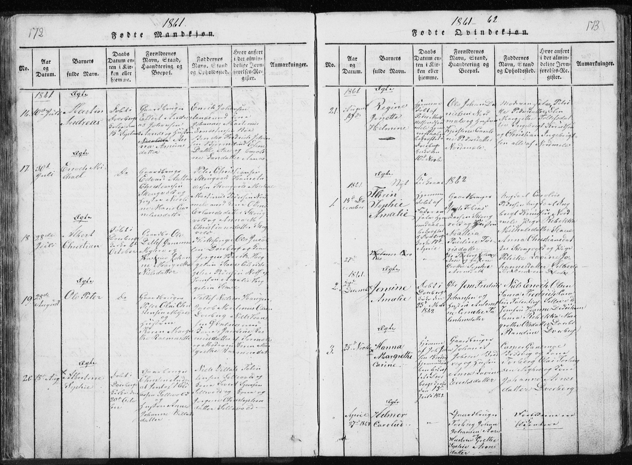 Ministerialprotokoller, klokkerbøker og fødselsregistre - Nordland, AV/SAT-A-1459/897/L1411: Klokkerbok nr. 897C01, 1820-1866, s. 172-173