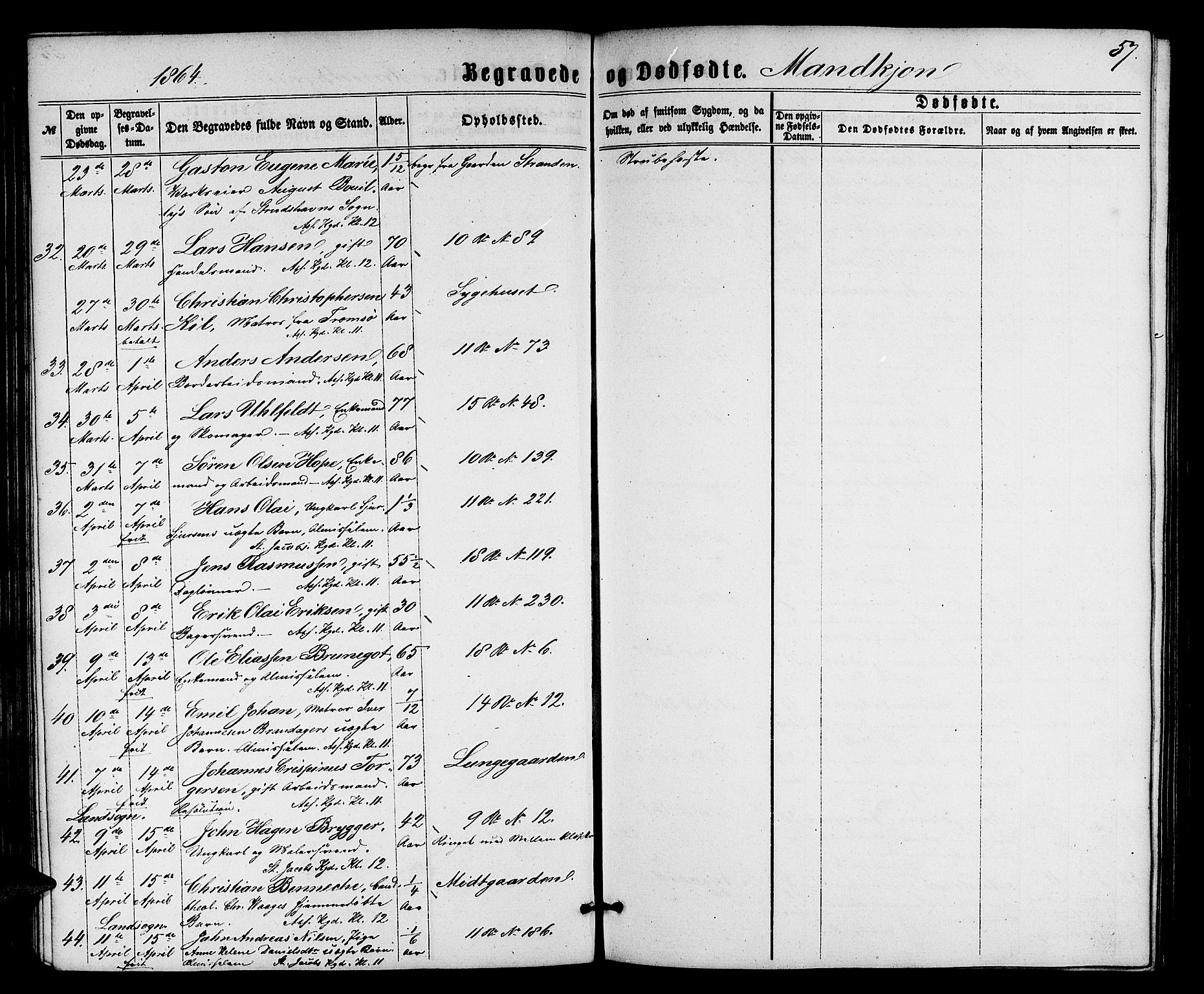 Domkirken sokneprestembete, AV/SAB-A-74801/H/Hab/L0039: Klokkerbok nr. E 3, 1860-1868, s. 57