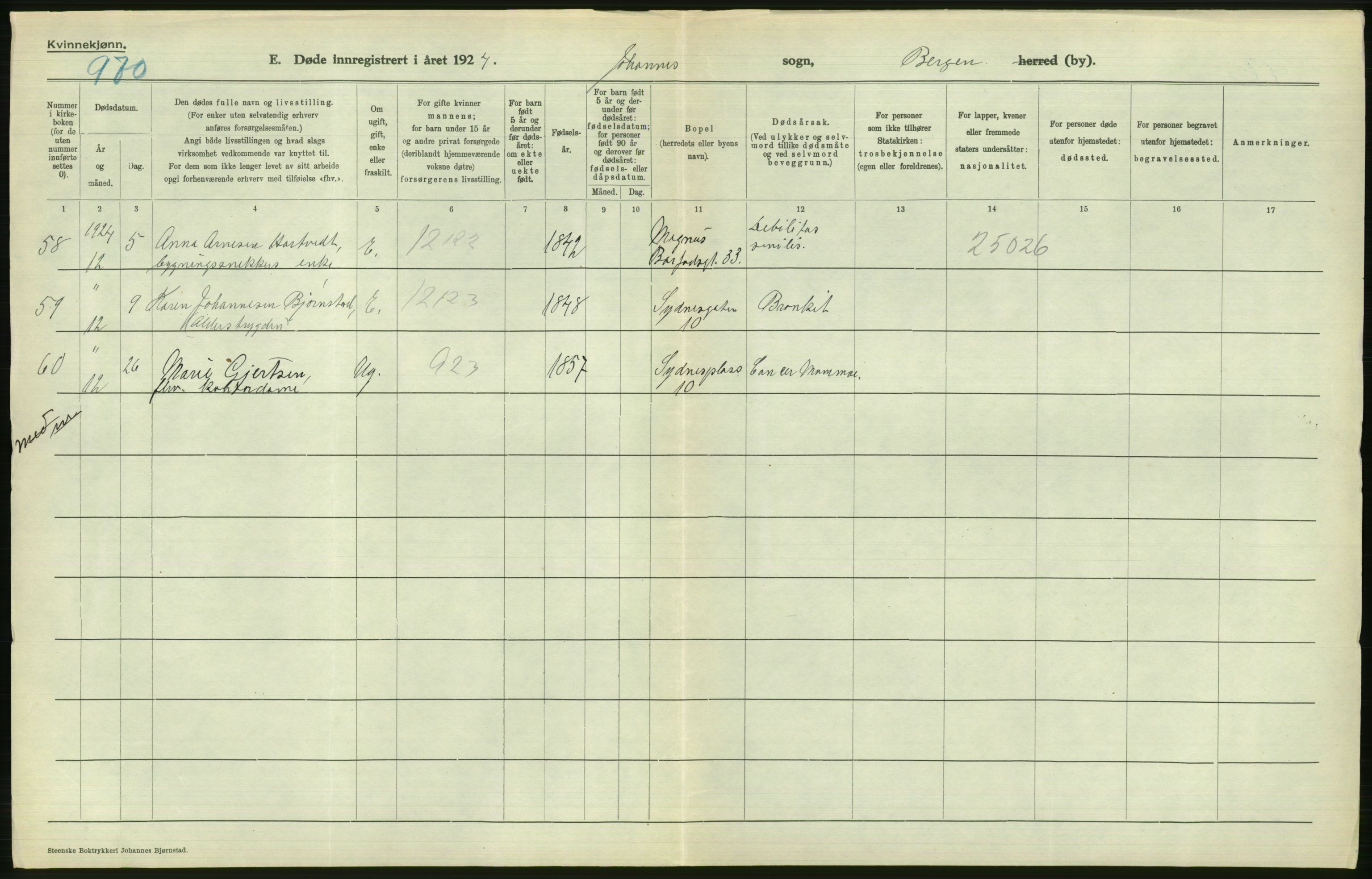 Statistisk sentralbyrå, Sosiodemografiske emner, Befolkning, RA/S-2228/D/Df/Dfc/Dfcd/L0028: Bergen: Gifte, døde., 1924, s. 812