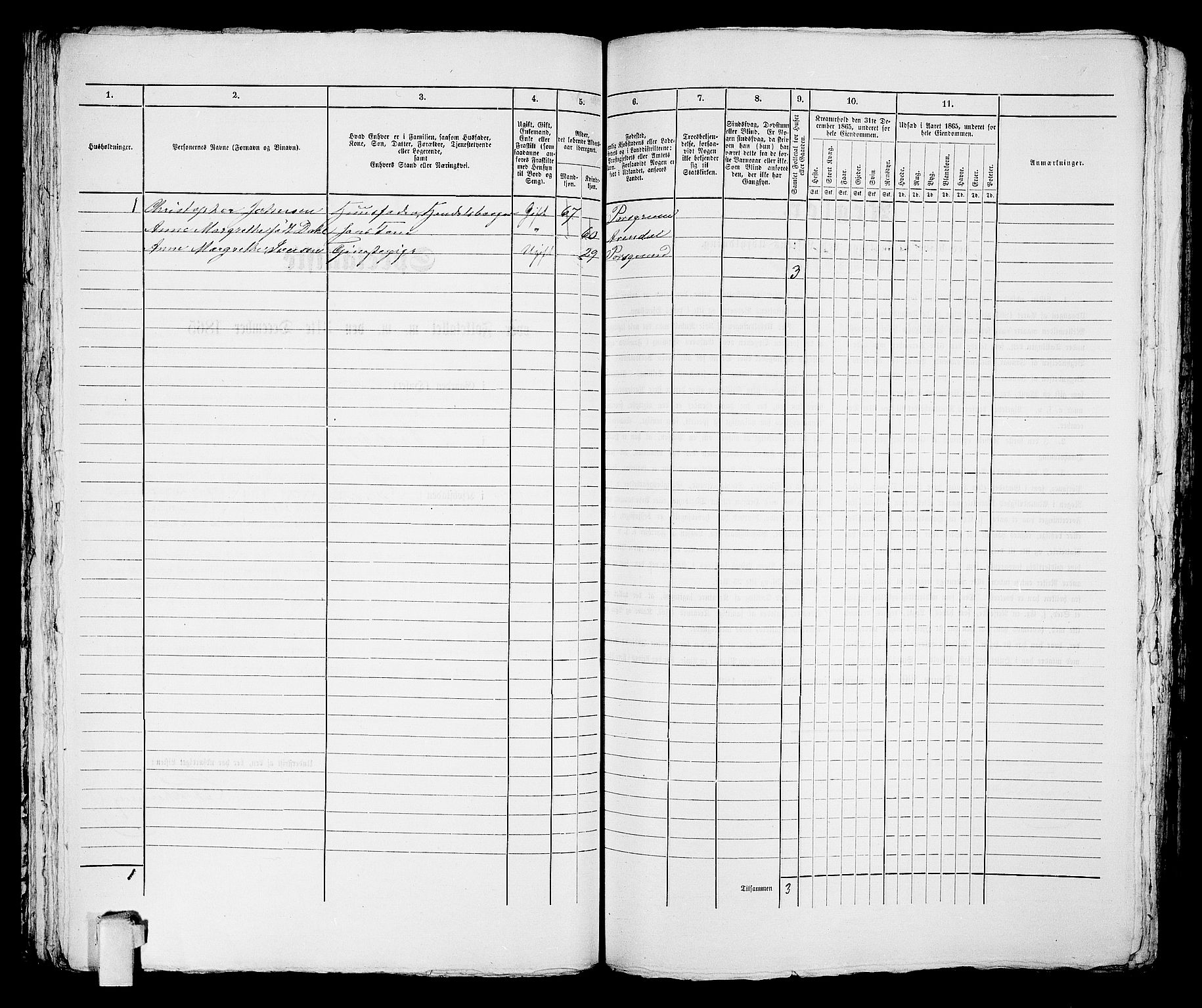 RA, Folketelling 1865 for 0805P Porsgrunn prestegjeld, 1865, s. 93