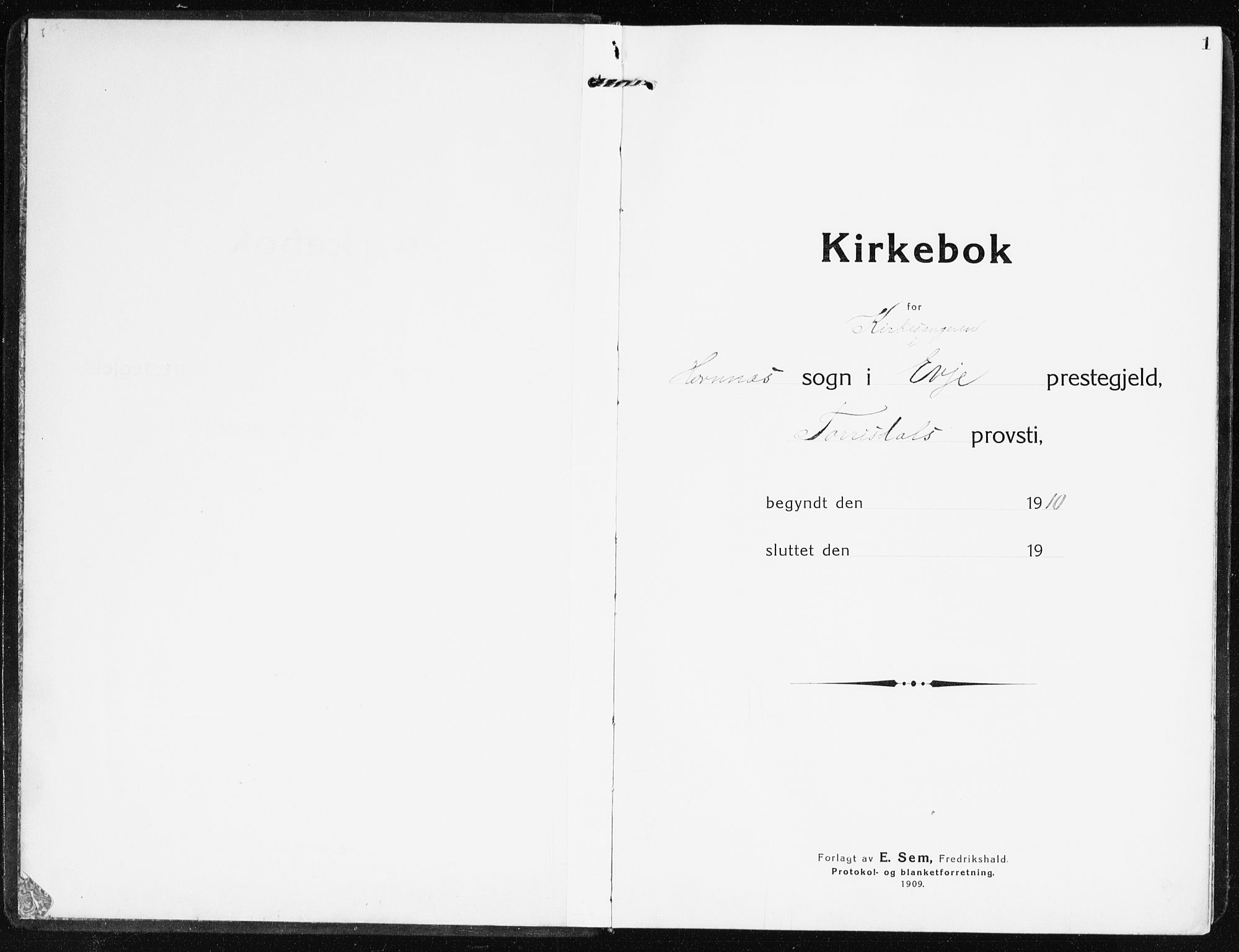 Evje sokneprestkontor, SAK/1111-0008/F/Fb/Fbb/L0003: Klokkerbok nr. B 3, 1910-1933, s. 1