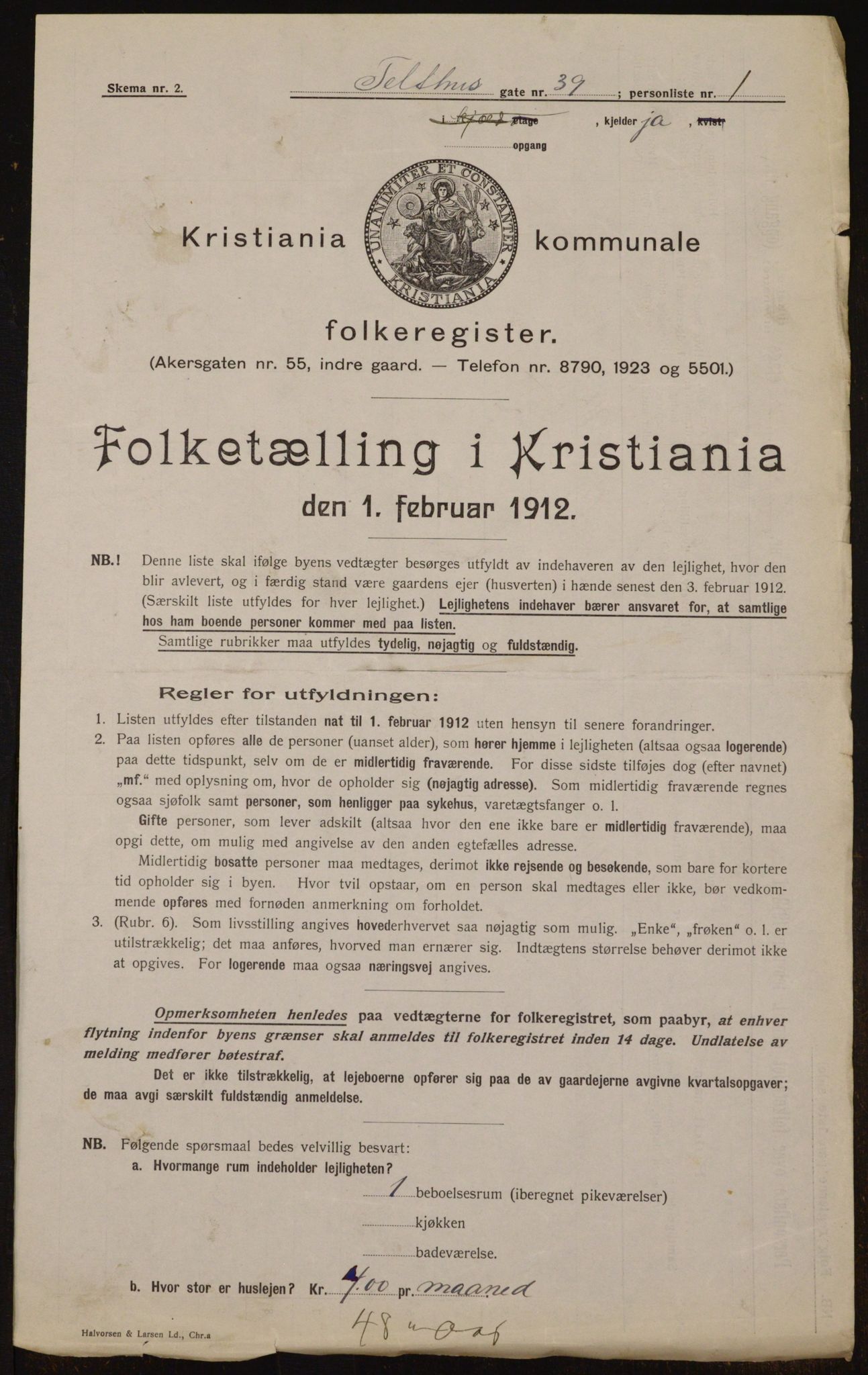 OBA, Kommunal folketelling 1.2.1912 for Kristiania, 1912, s. 107732