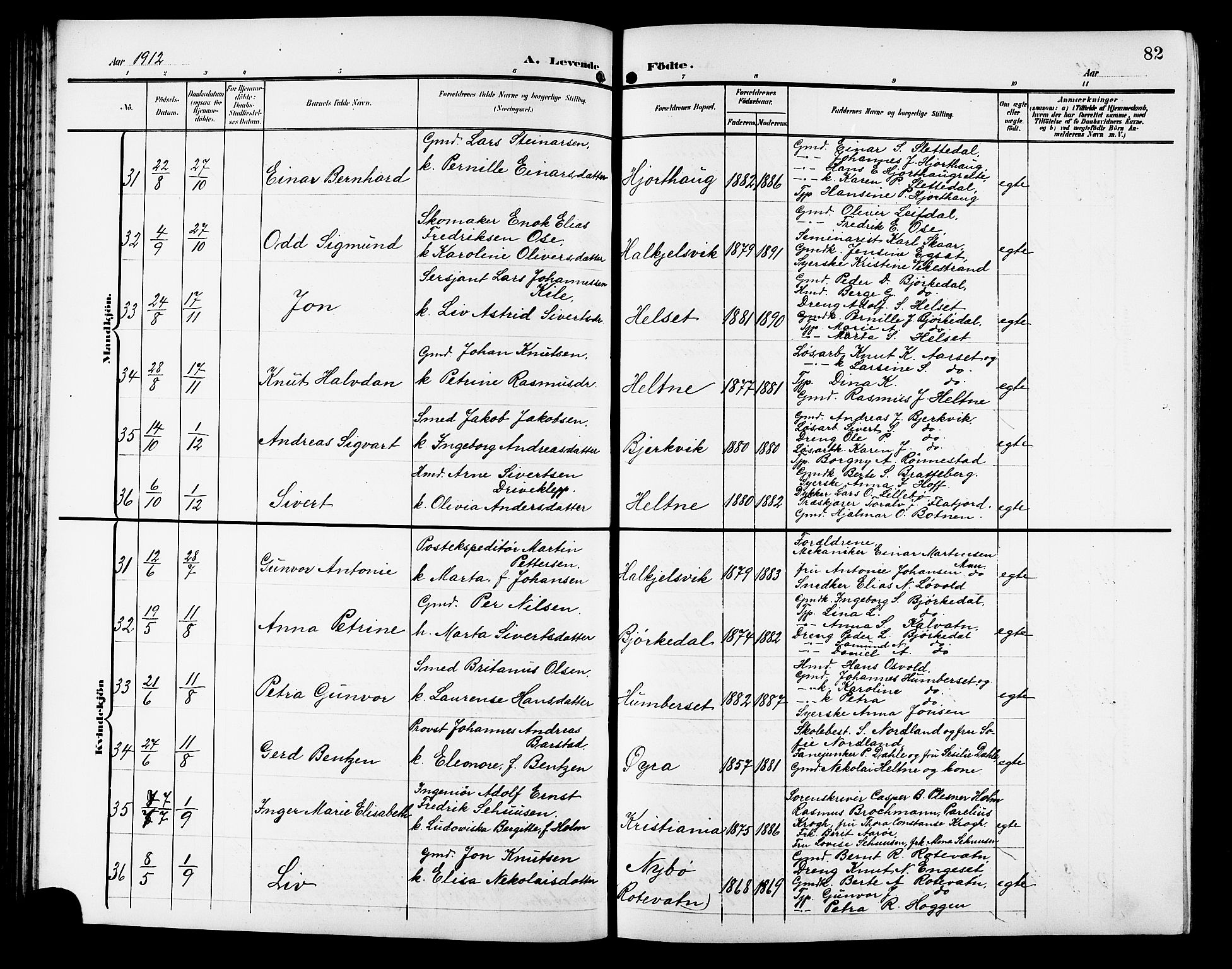 Ministerialprotokoller, klokkerbøker og fødselsregistre - Møre og Romsdal, AV/SAT-A-1454/511/L0159: Klokkerbok nr. 511C05, 1902-1920, s. 82
