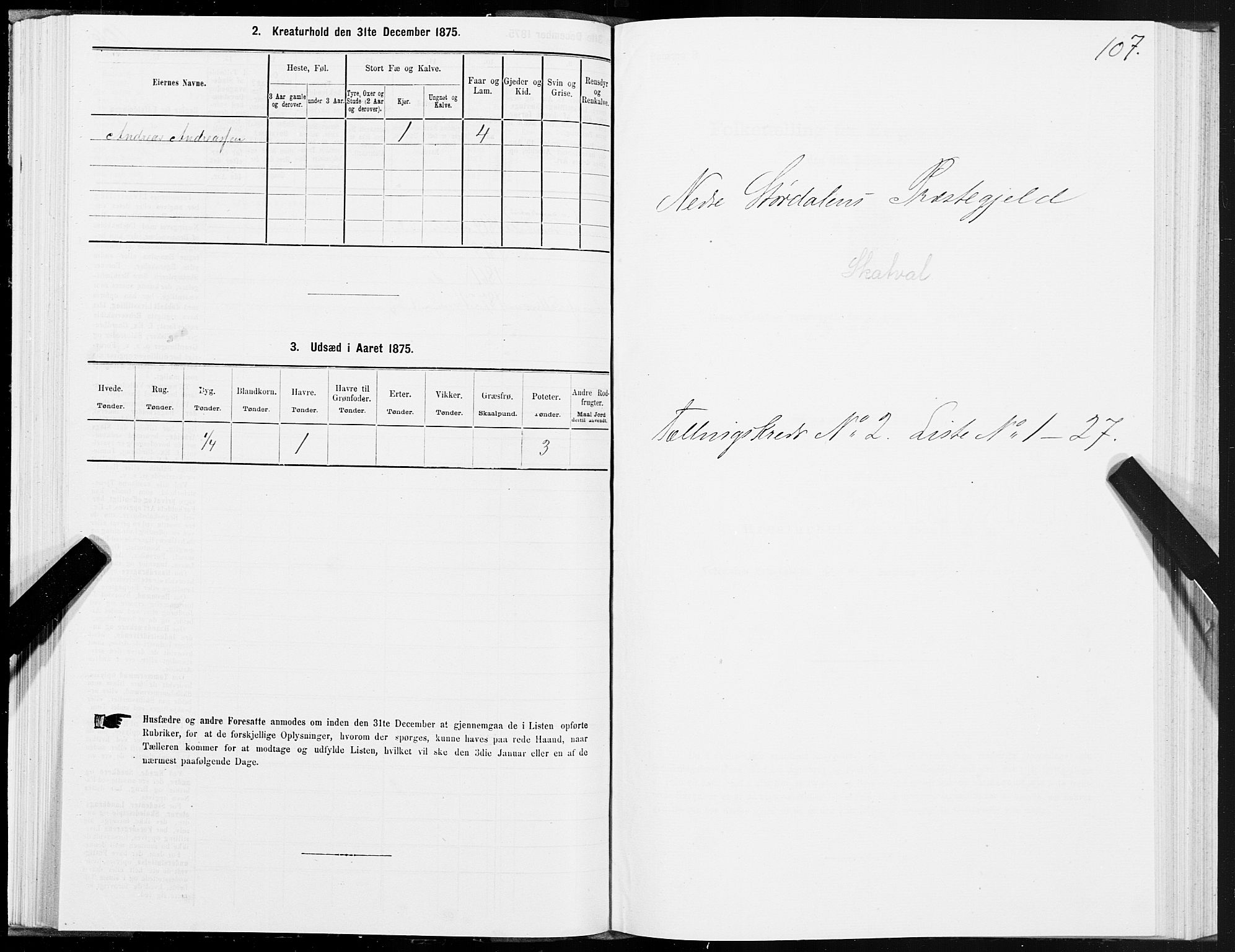 SAT, Folketelling 1875 for 1714P Nedre Stjørdal prestegjeld, 1875, s. 1107