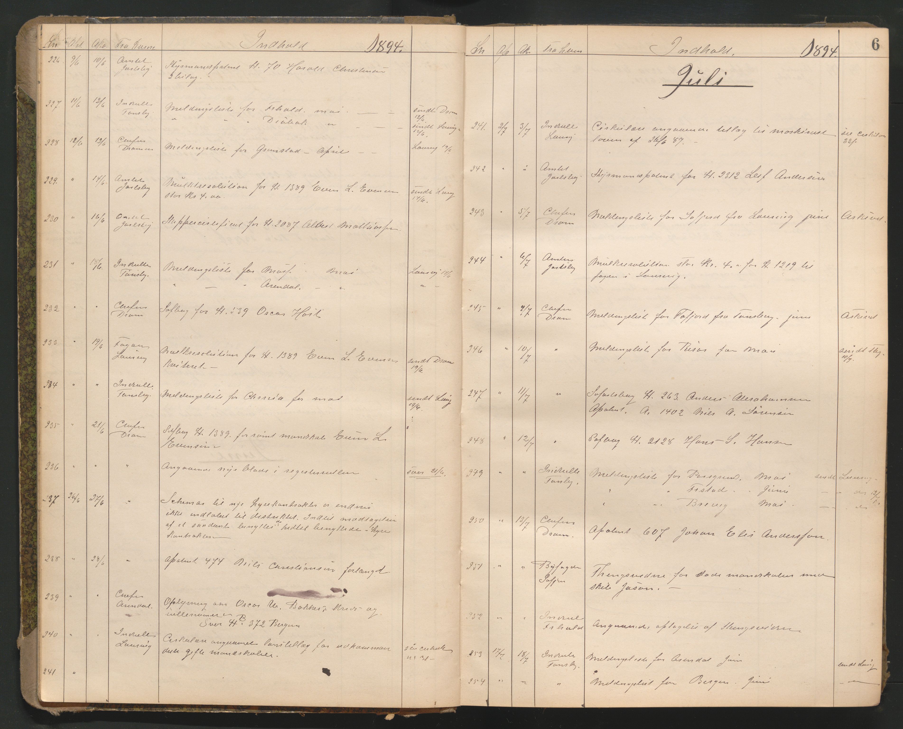 Sandefjord innrulleringskontor, AV/SAKO-A-788/C/Ca/L0003: Journal, 1894-1903, s. 5b-6a