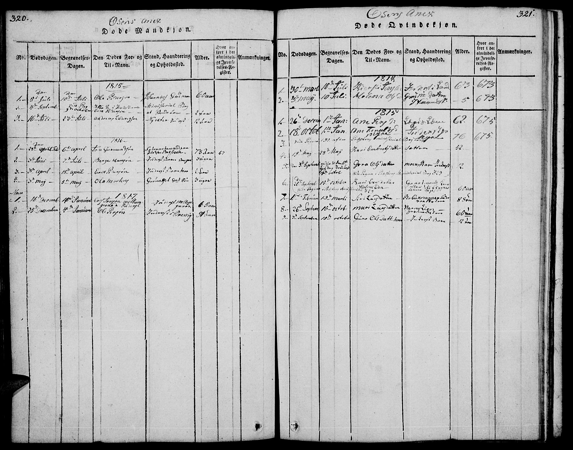 Trysil prestekontor, AV/SAH-PREST-046/H/Ha/Hab/L0004: Klokkerbok nr. 4, 1814-1841, s. 320-321