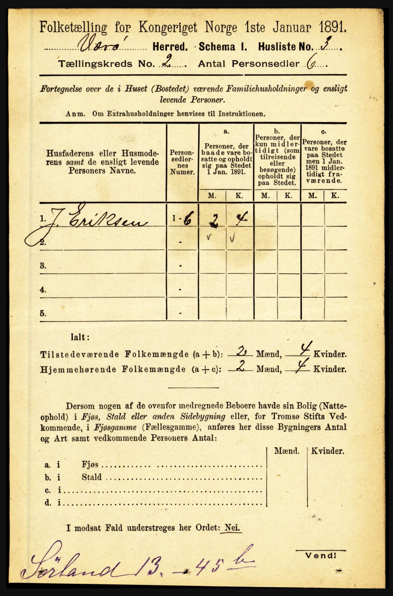 RA, Folketelling 1891 for 1857 Værøy herred, 1891, s. 262