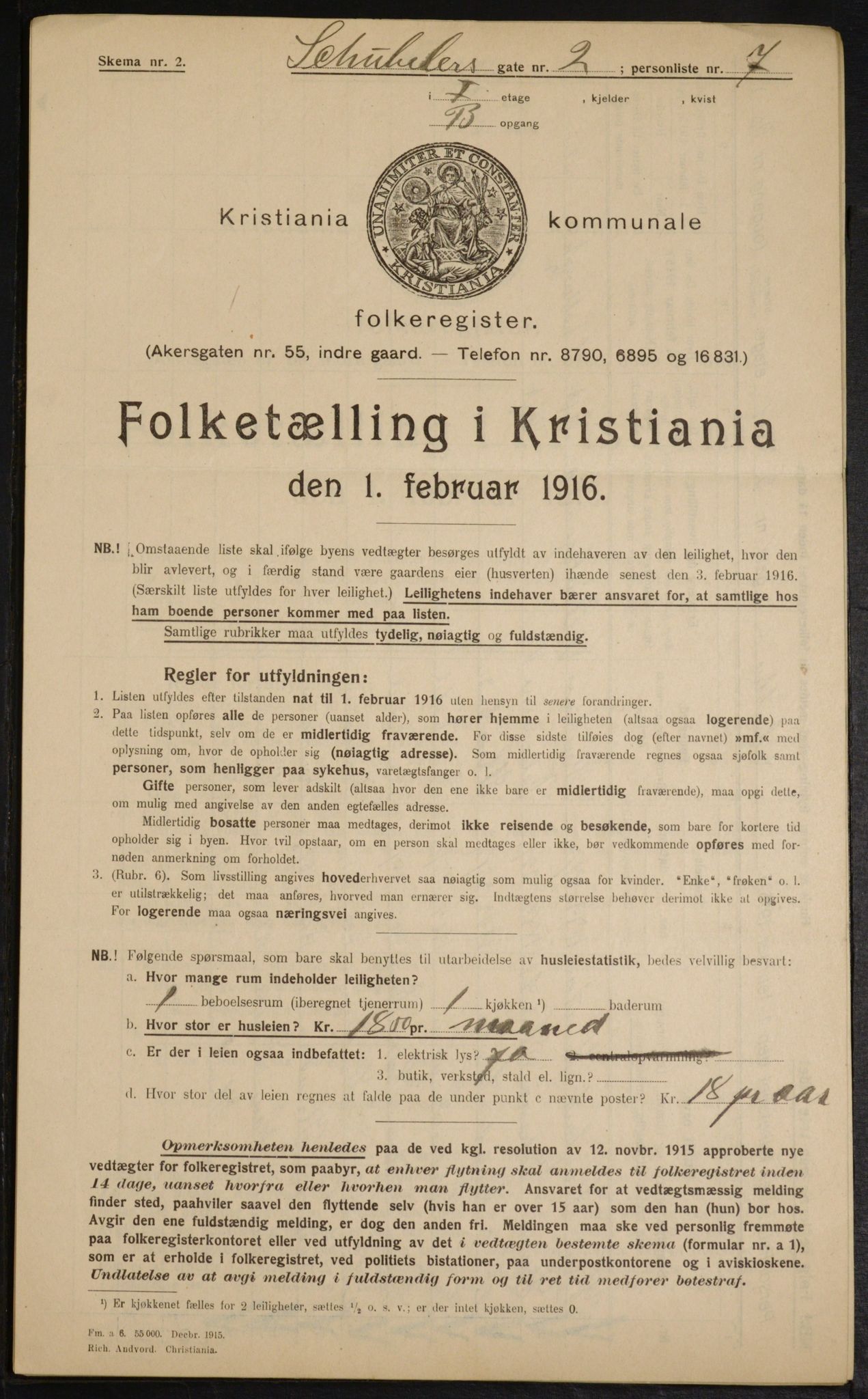 OBA, Kommunal folketelling 1.2.1916 for Kristiania, 1916, s. 95118