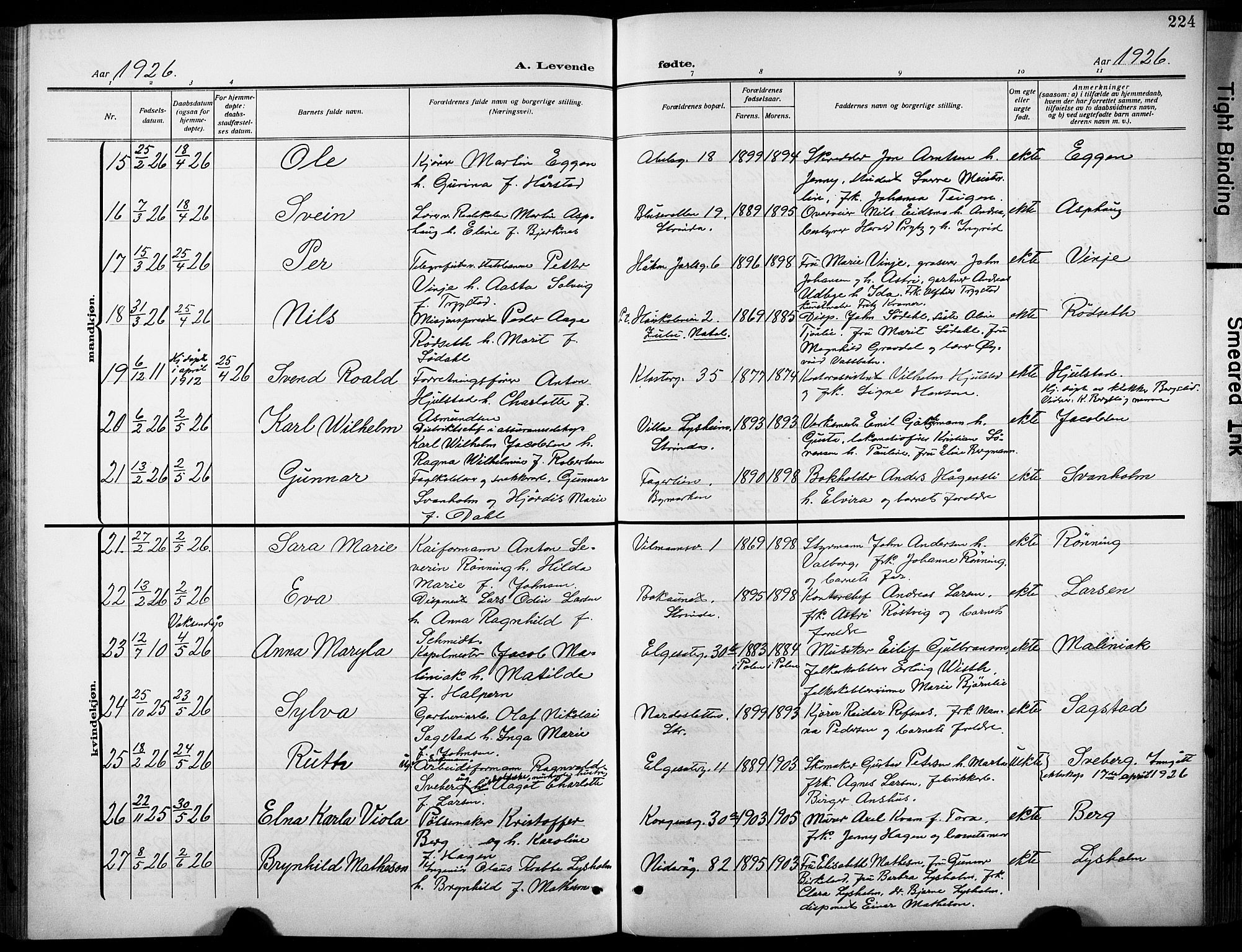 Ministerialprotokoller, klokkerbøker og fødselsregistre - Sør-Trøndelag, AV/SAT-A-1456/601/L0096: Klokkerbok nr. 601C14, 1911-1931, s. 224