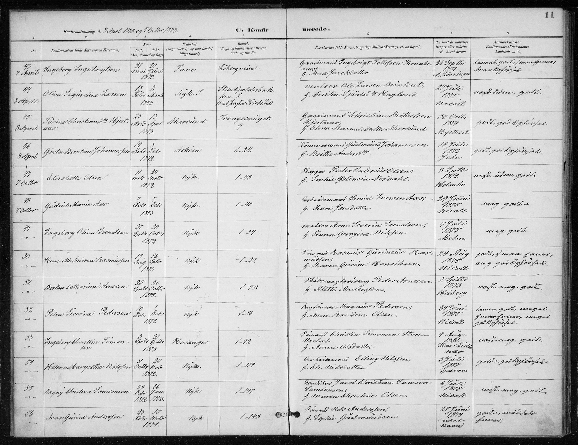 Nykirken Sokneprestembete, AV/SAB-A-77101/H/Haa/L0028: Ministerialbok nr. C 7, 1887-1913, s. 11