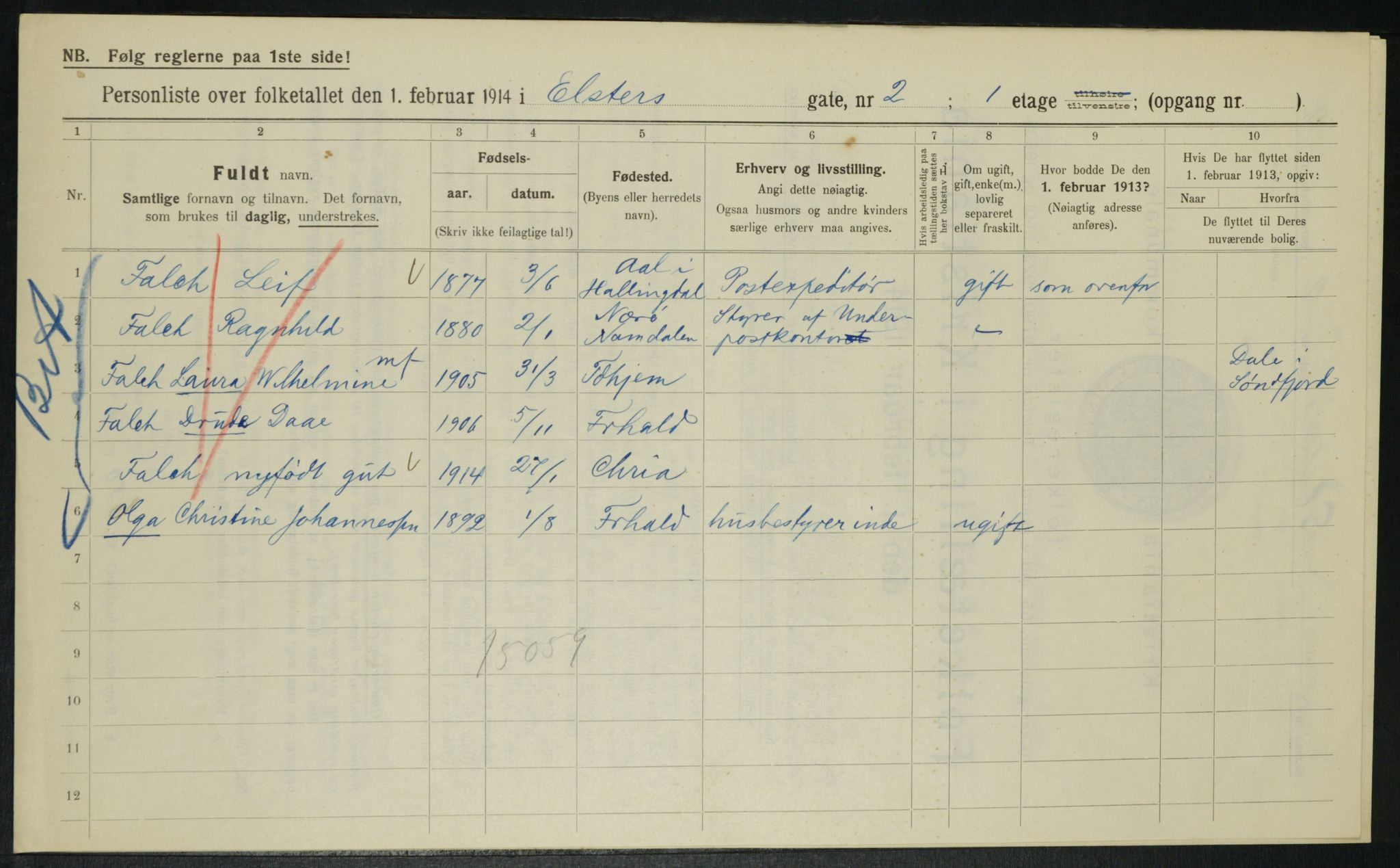 OBA, Kommunal folketelling 1.2.1914 for Kristiania, 1914, s. 21040