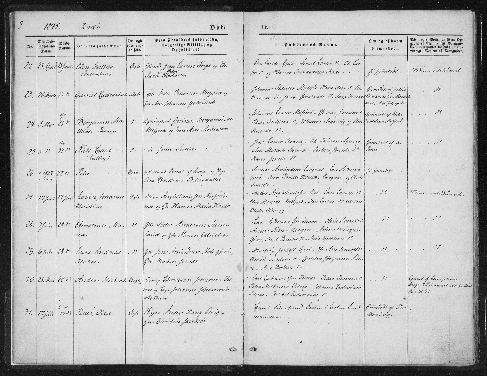 Ministerialprotokoller, klokkerbøker og fødselsregistre - Nordland, AV/SAT-A-1459/841/L0602: Ministerialbok nr. 841A08 /1, 1845-1859, s. 3