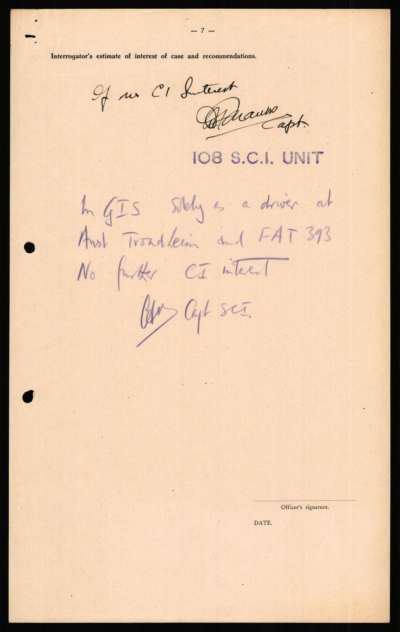 Forsvaret, Forsvarets overkommando II, AV/RA-RAFA-3915/D/Db/L0021: CI Questionaires. Tyske okkupasjonsstyrker i Norge. Tyskere., 1945-1946, s. 308