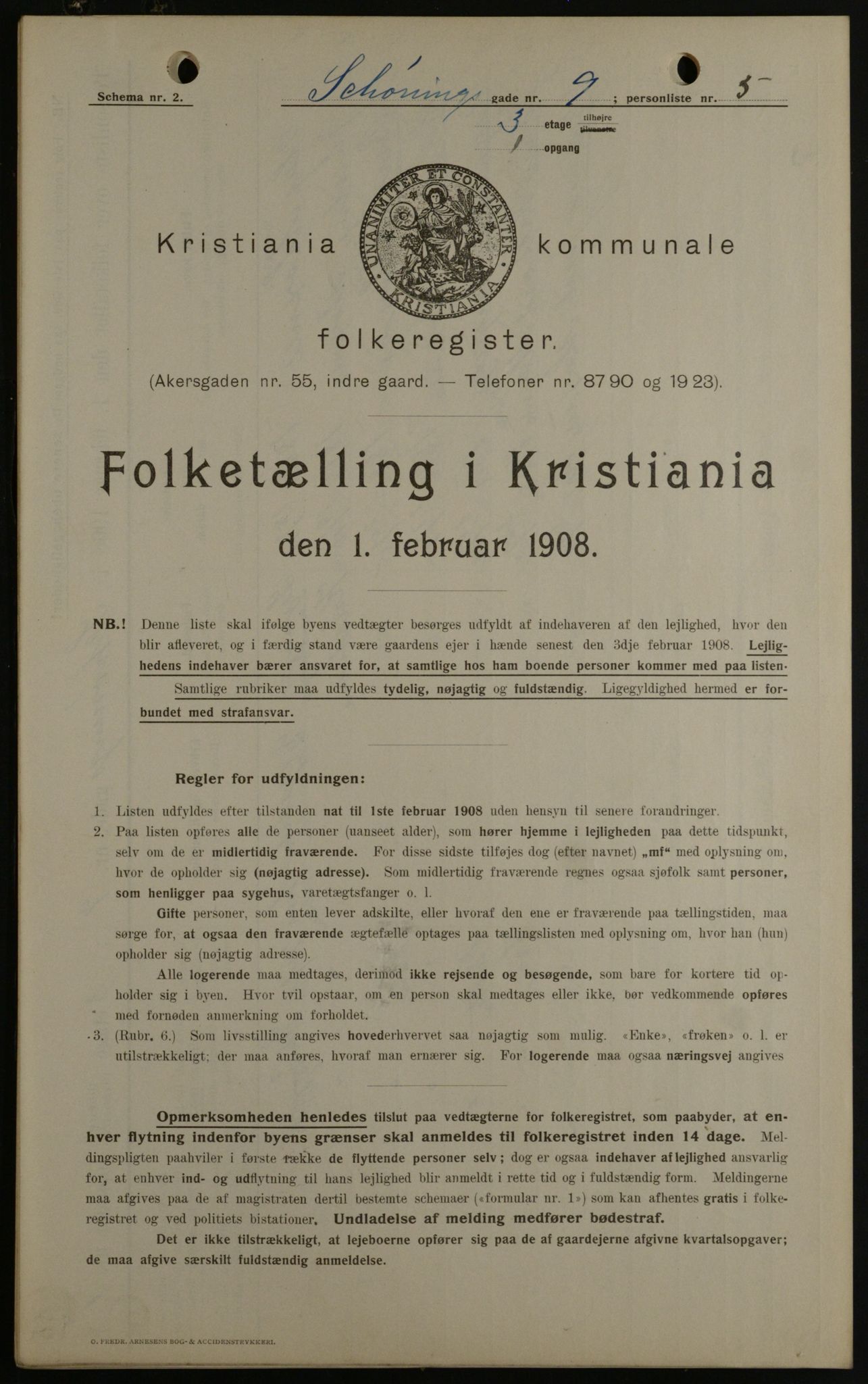 OBA, Kommunal folketelling 1.2.1908 for Kristiania kjøpstad, 1908, s. 84227