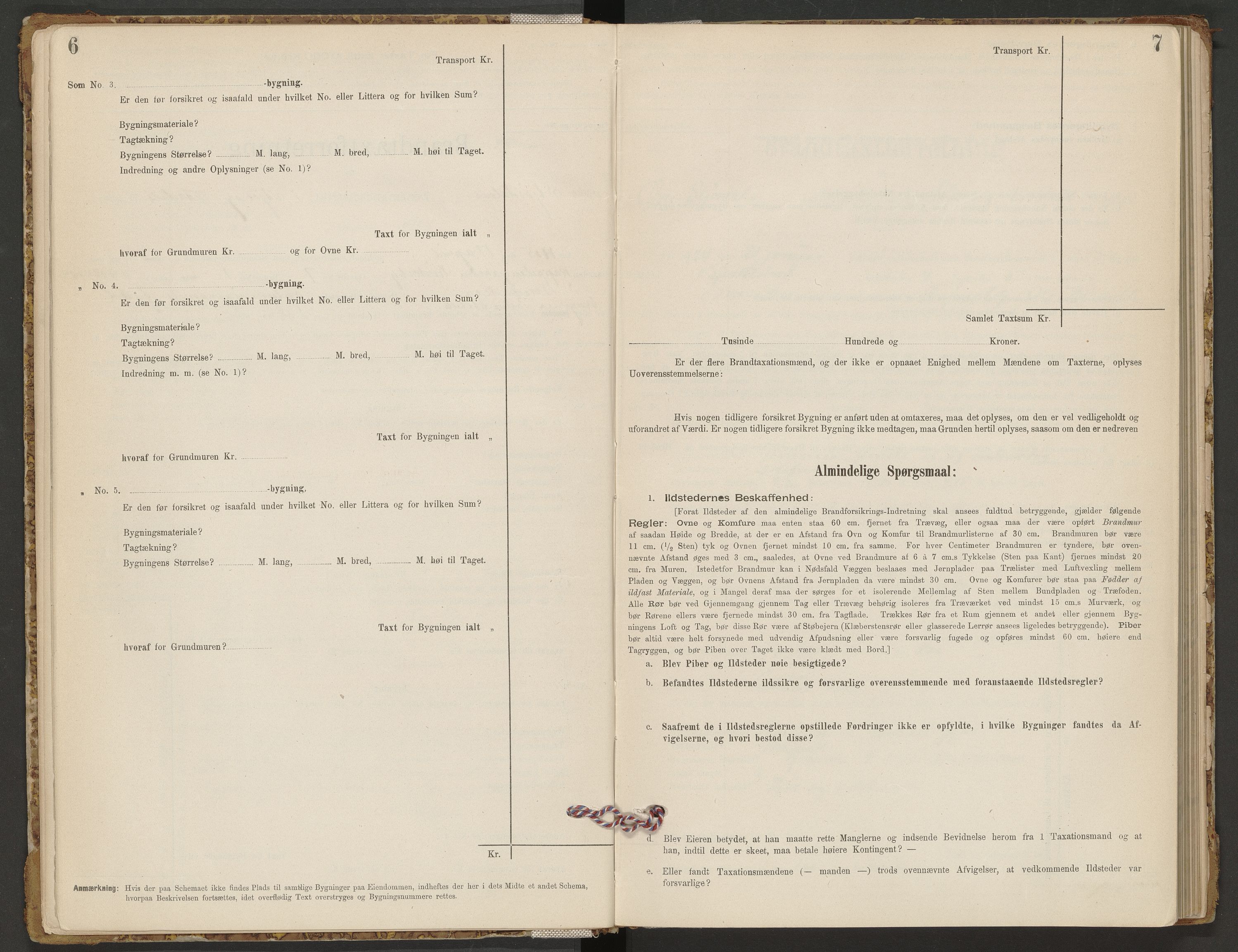 Norges Brannkasse Øvre Stjørdal, AV/SAT-A-1345/Fb/L0001: Branntakstprotokoll, 1901-1932, s. 6-7