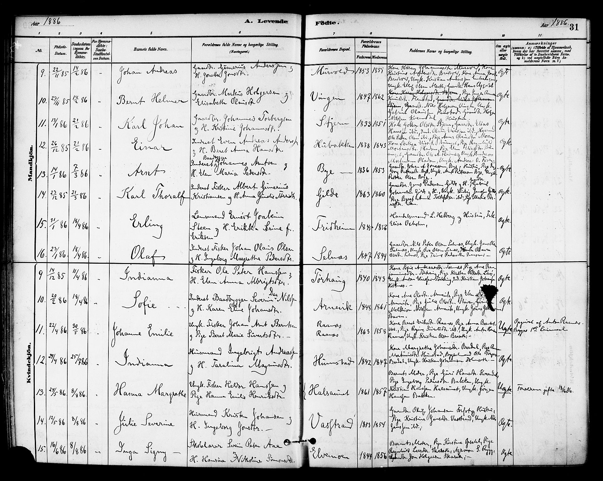 Ministerialprotokoller, klokkerbøker og fødselsregistre - Sør-Trøndelag, AV/SAT-A-1456/655/L0680: Ministerialbok nr. 655A09, 1880-1894, s. 31