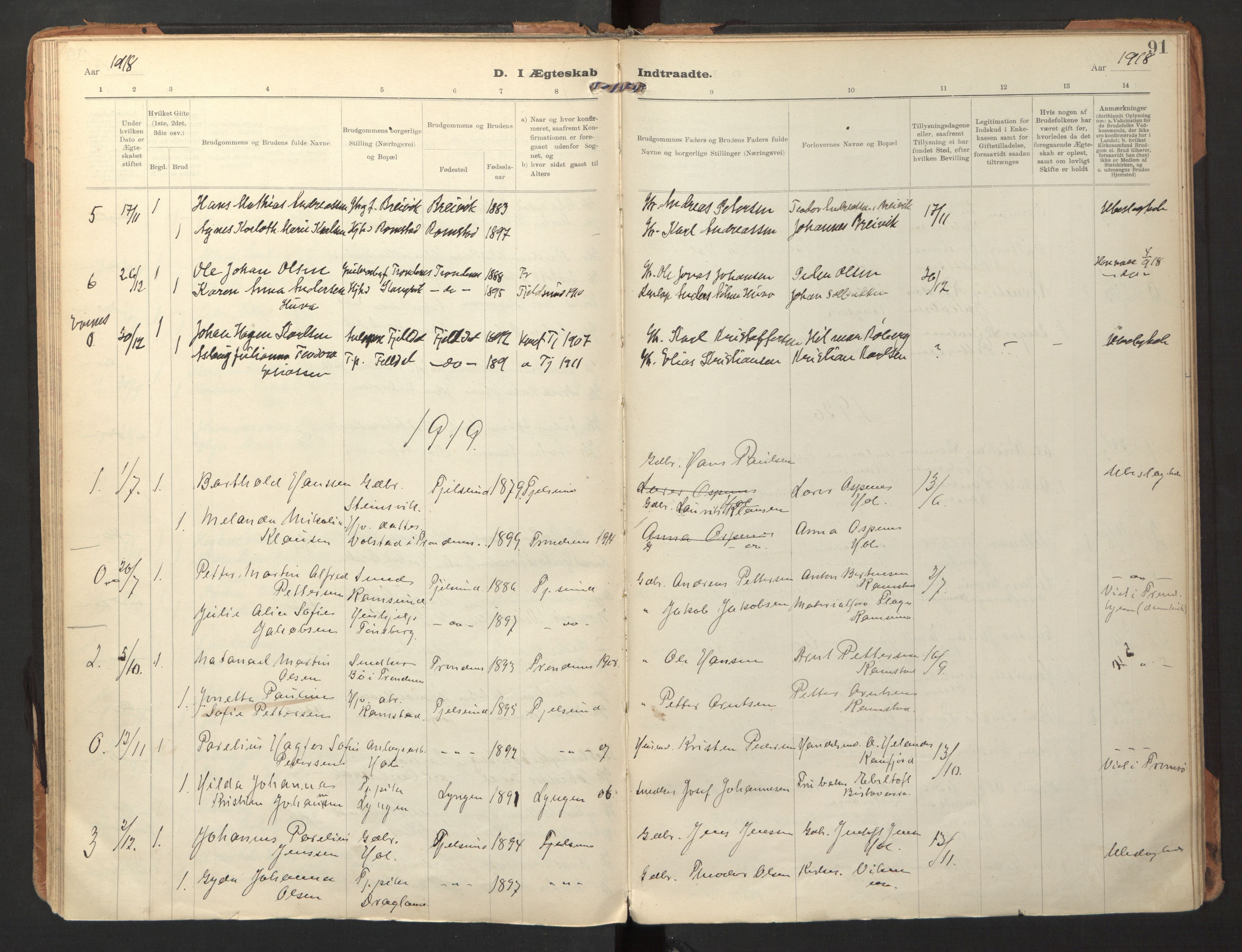 Ministerialprotokoller, klokkerbøker og fødselsregistre - Nordland, AV/SAT-A-1459/865/L0928: Ministerialbok nr. 865A06, 1913-1926, s. 91