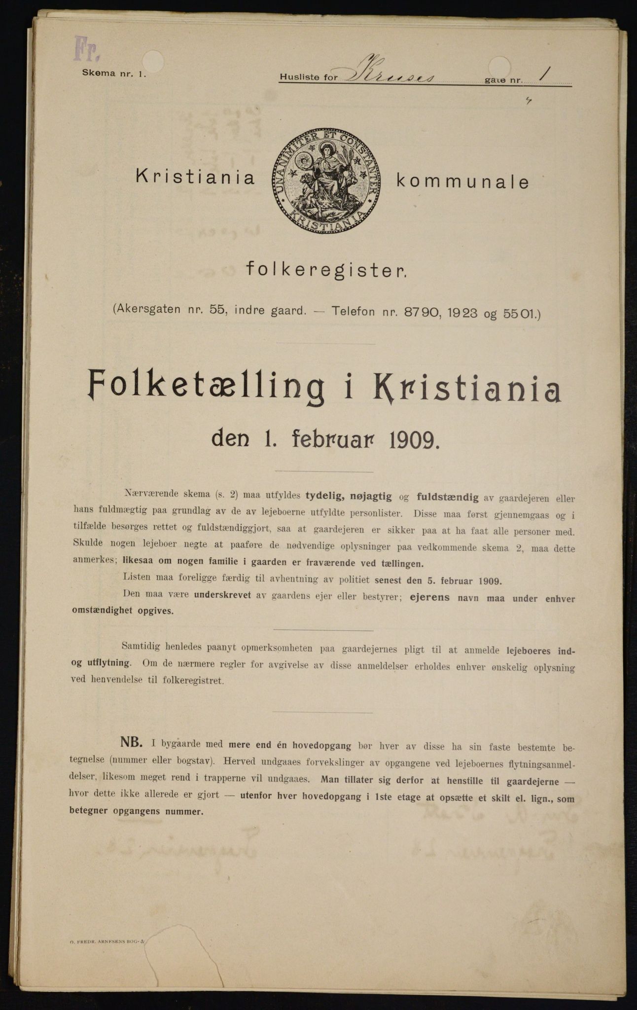 OBA, Kommunal folketelling 1.2.1909 for Kristiania kjøpstad, 1909, s. 50384